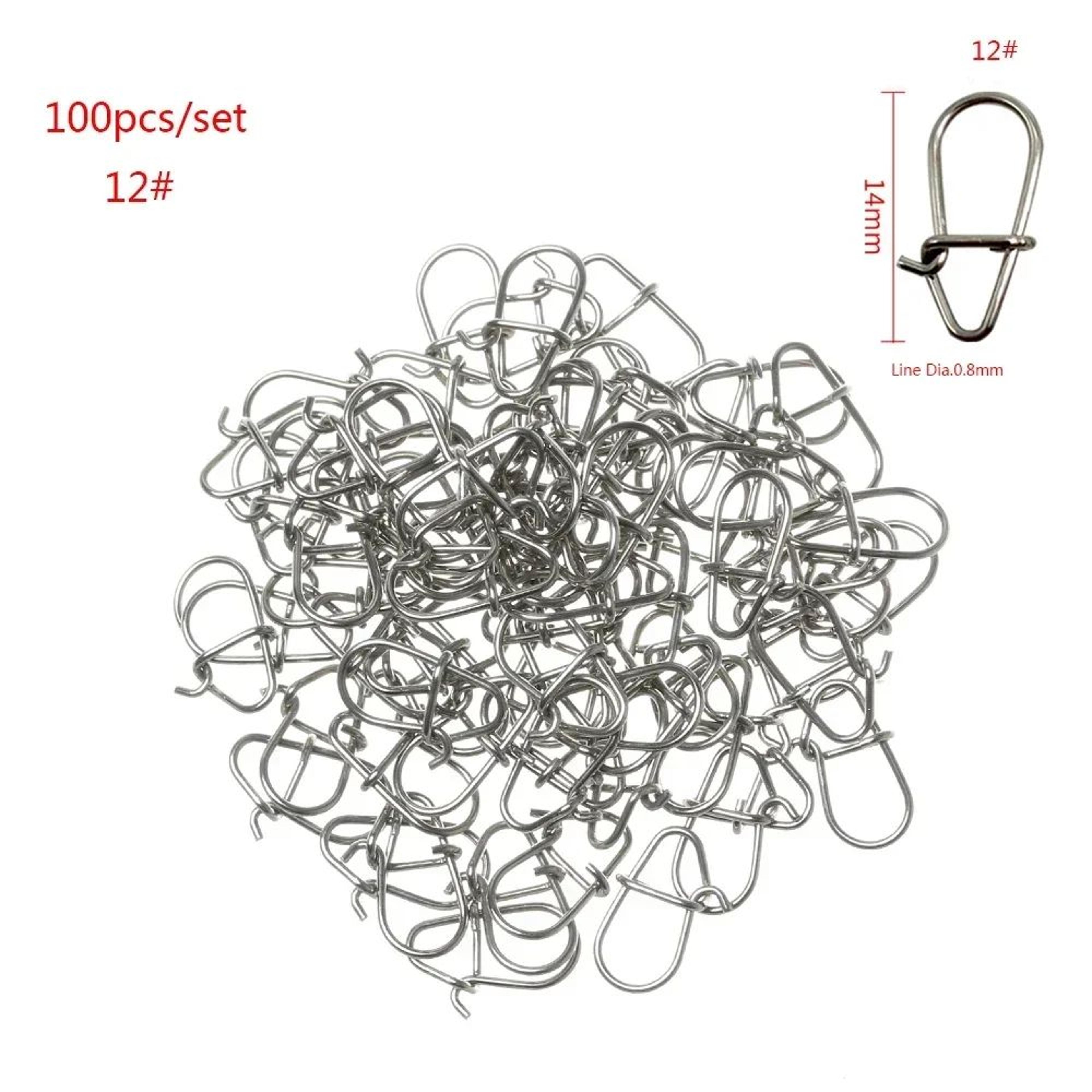 100Piece Stainless Steel Fishing Swivel Snap Set With Fast Lock Split Rings  Barrel Connectors 16