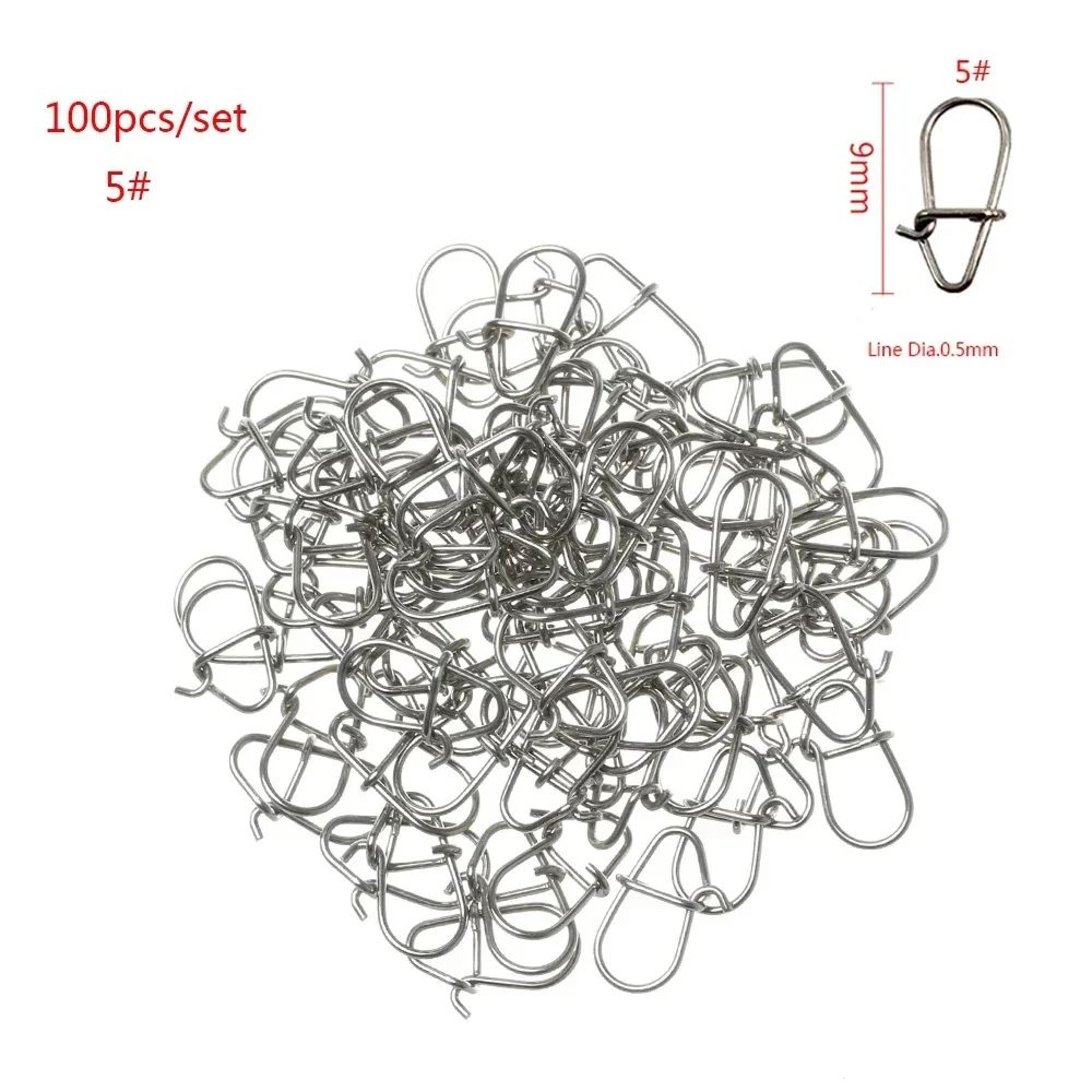 100Piece Stainless Steel Fishing Swivel Snap Set With Fast Lock Split Rings  Barrel Connectors 10