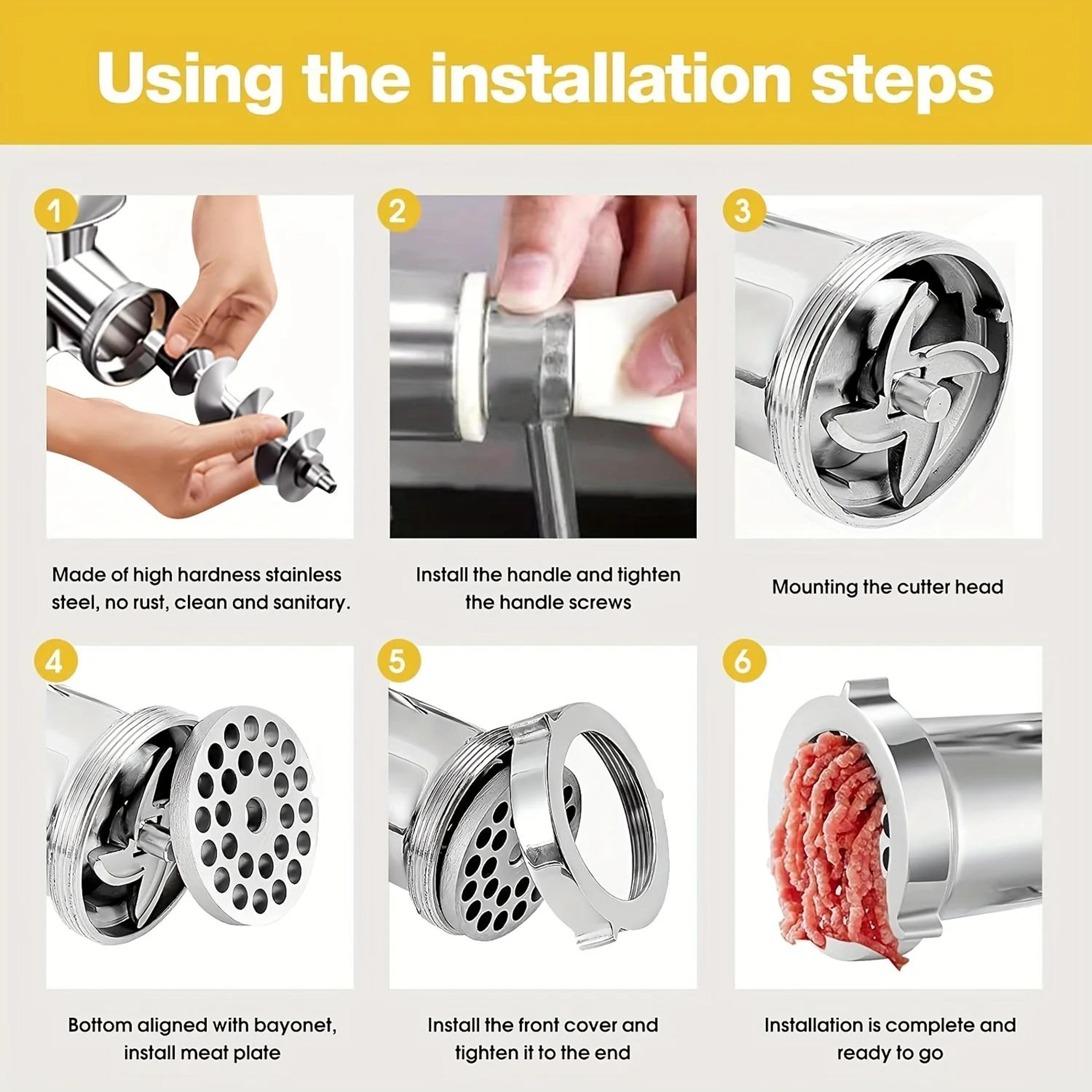 Stainless Steel Manual Meat Grinder With Table Clamp  Hand Crank Food Processor For Meat  Vegetable 4