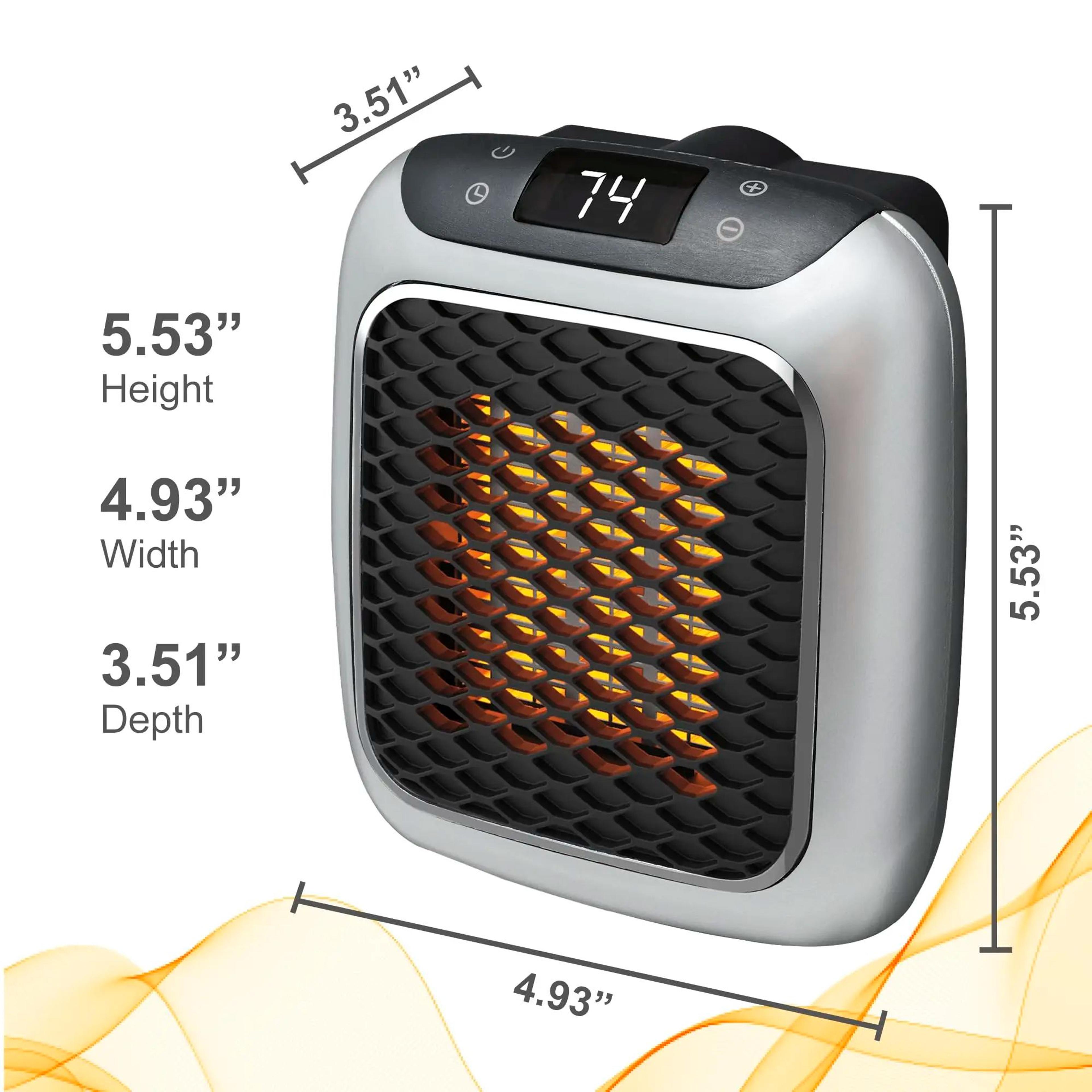 Portable Wall Outlet Space Heater With Adjustable Thermostat  12Hour Timer  Compact PlugIn Mini Cer 2