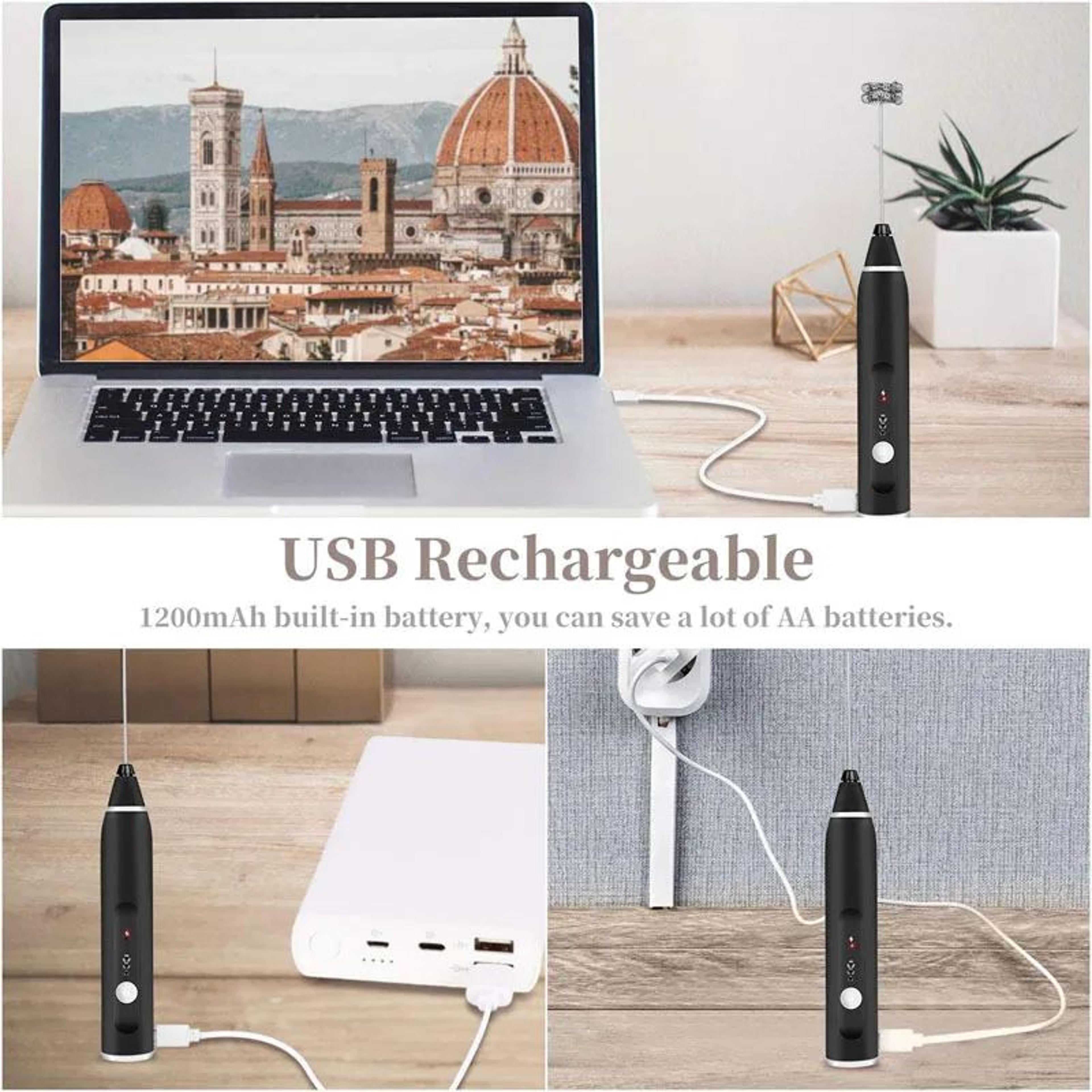 USB Rechargeable Handheld Milk Frother Wand  Electric Coffee  Matcha Foamer Whisk Mixer 5