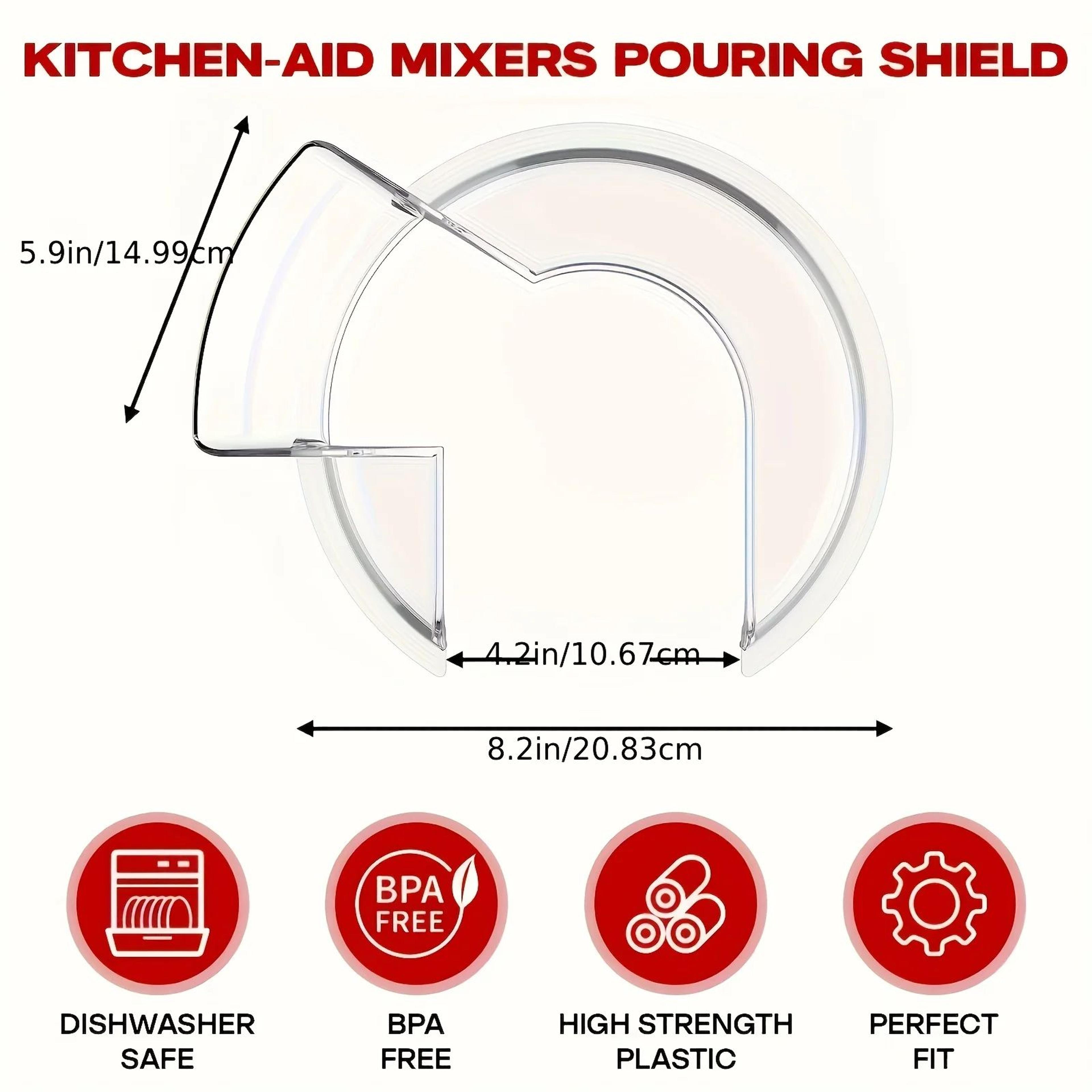 CleanPour KitchenAid Splatter Guard With Clear Chute  Precision Pouring Shield For 455 Quart TiltHe 2