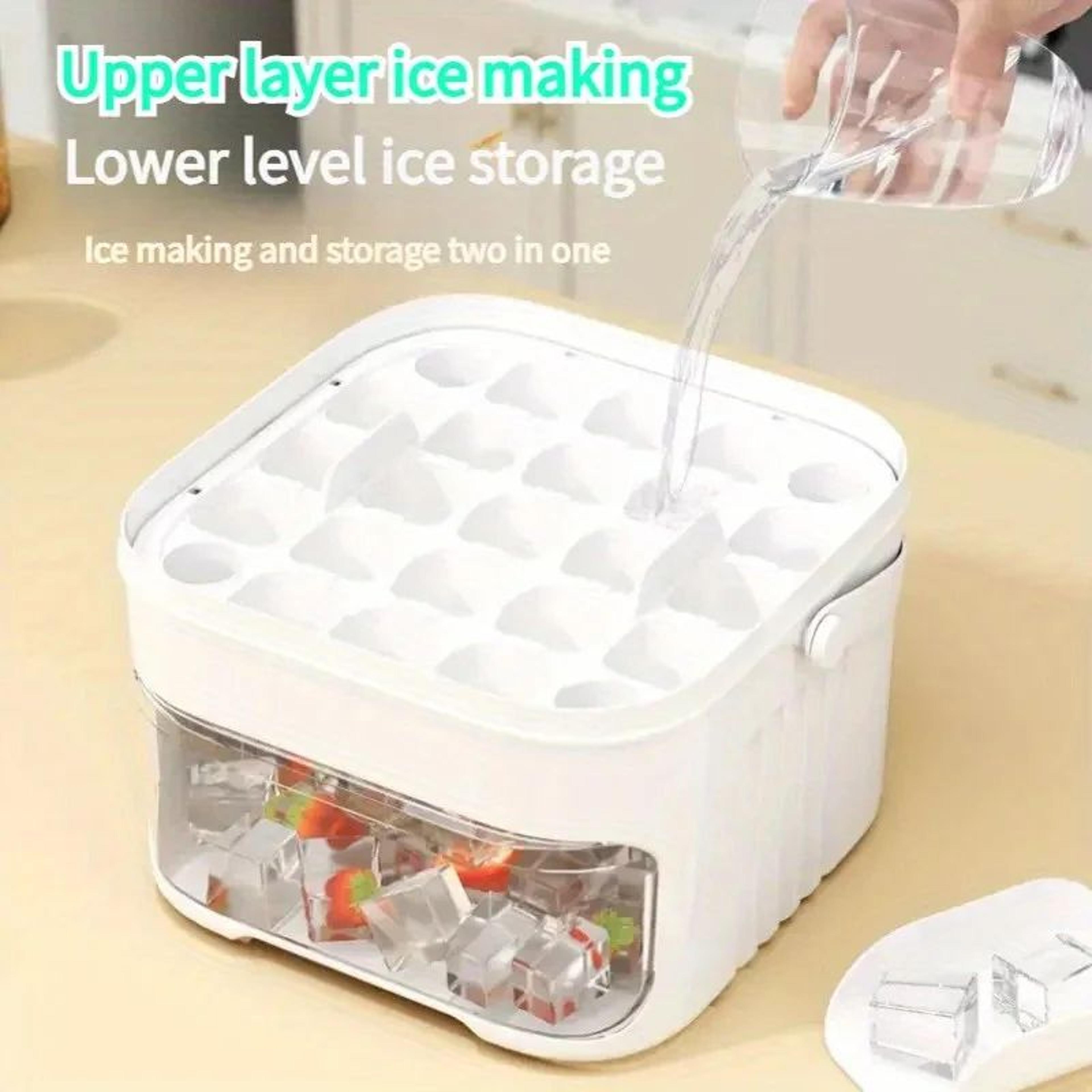 Asuwei ExtraLarge 50Cube Ice Tray With Lid  DoubleLayer Large Capacity Ice Cube Maker For Fast Easy 0