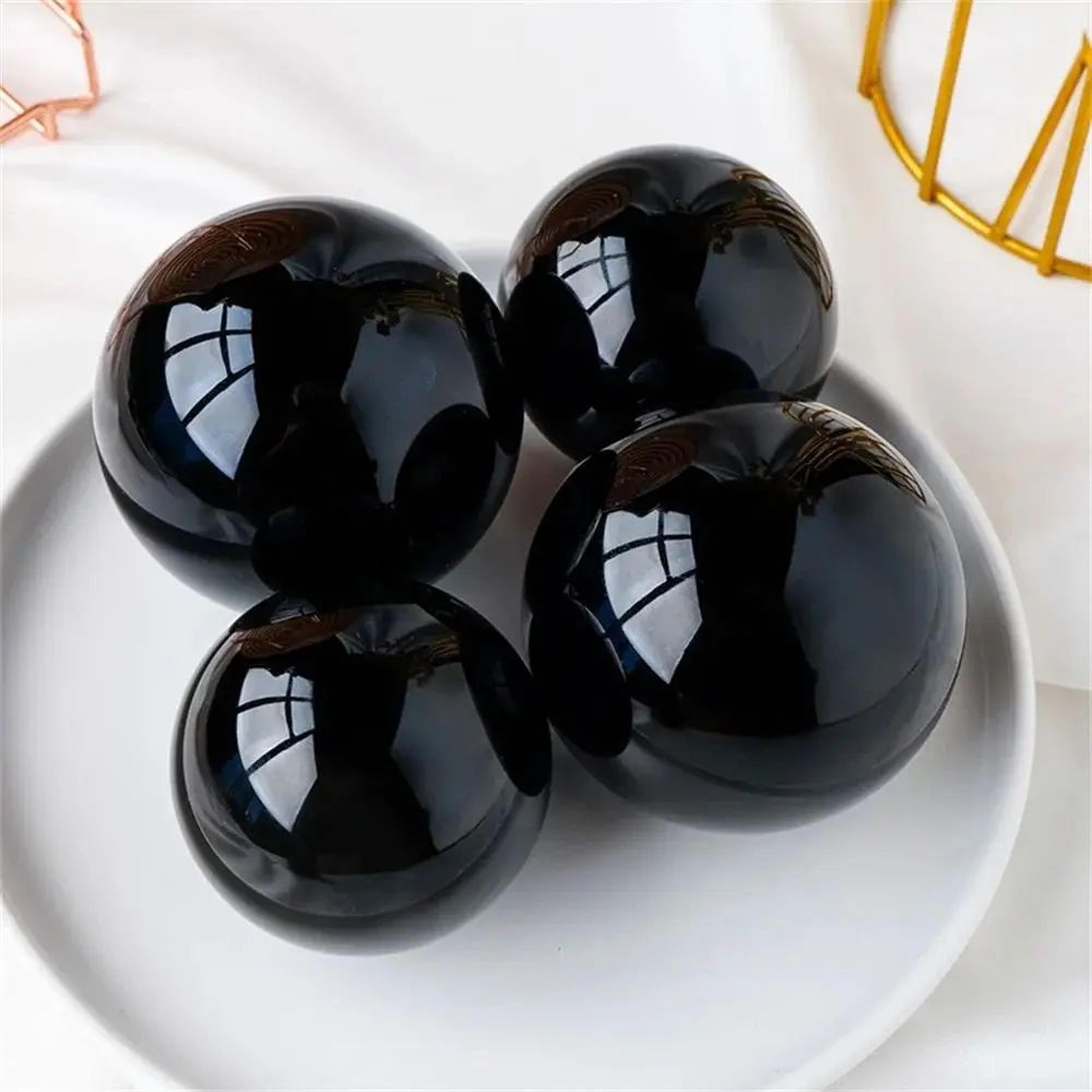 Natural Black Obsidian Sphere Crystal Ball 3050mm  Protective Healing Stone For Feng Shui  Meditati