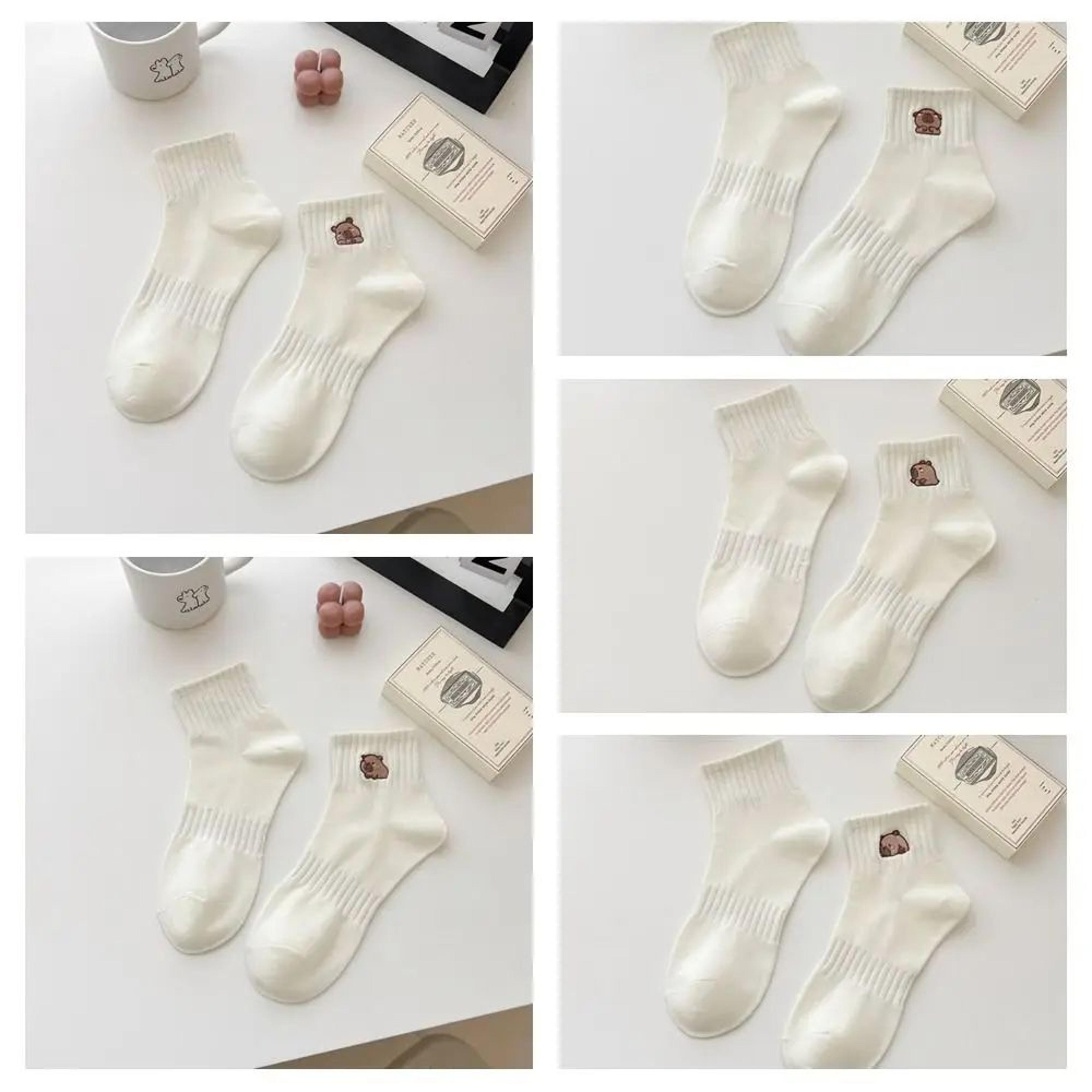 Capybara Cartoon Cotton Socks  Soft White Summer Ankle Socks For Students  Everyday Comfort 3
