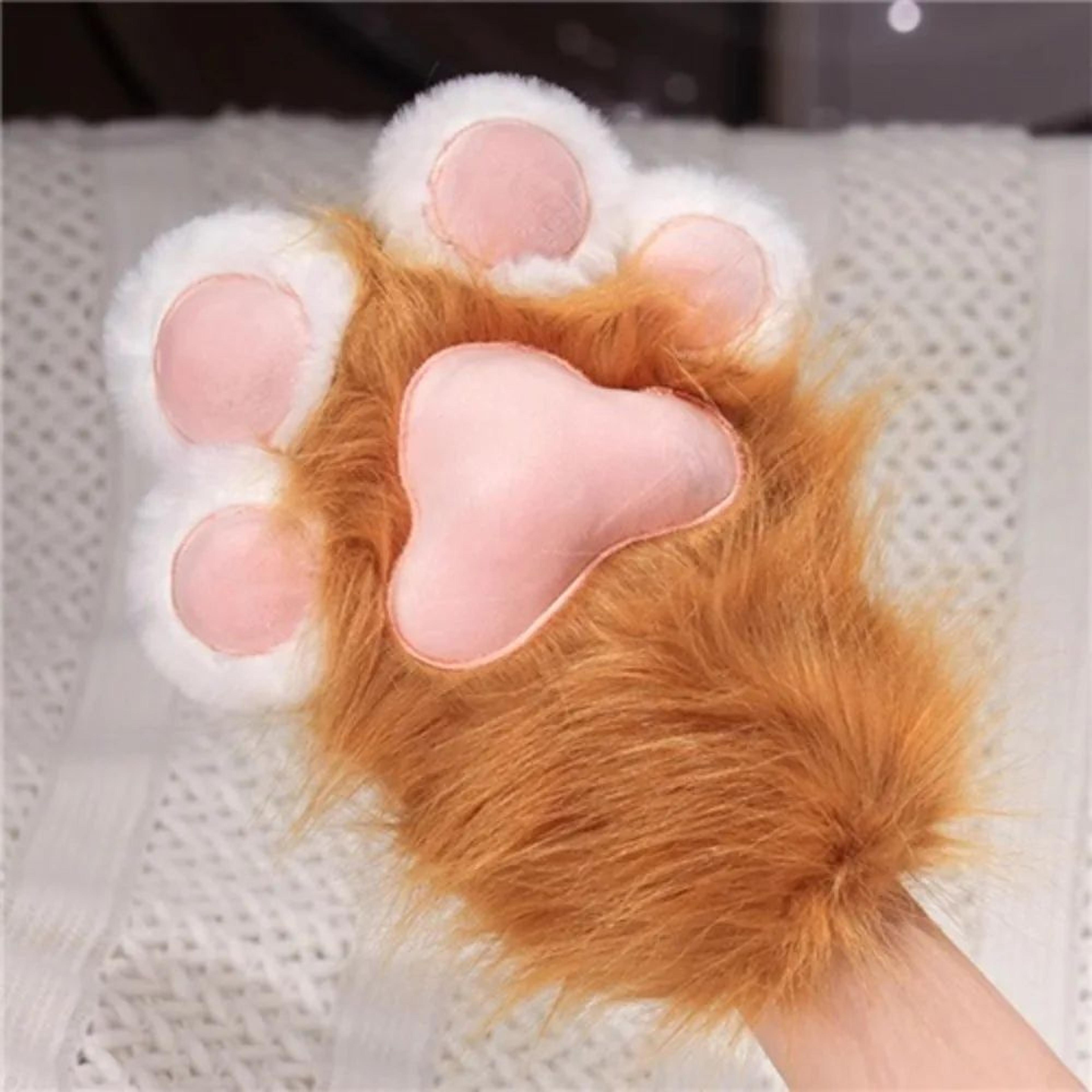 Kawaii Plush Cat Paw Gloves  Warm Furry Paw Gloves For Cosplay Kigurumi  Party Photos 10