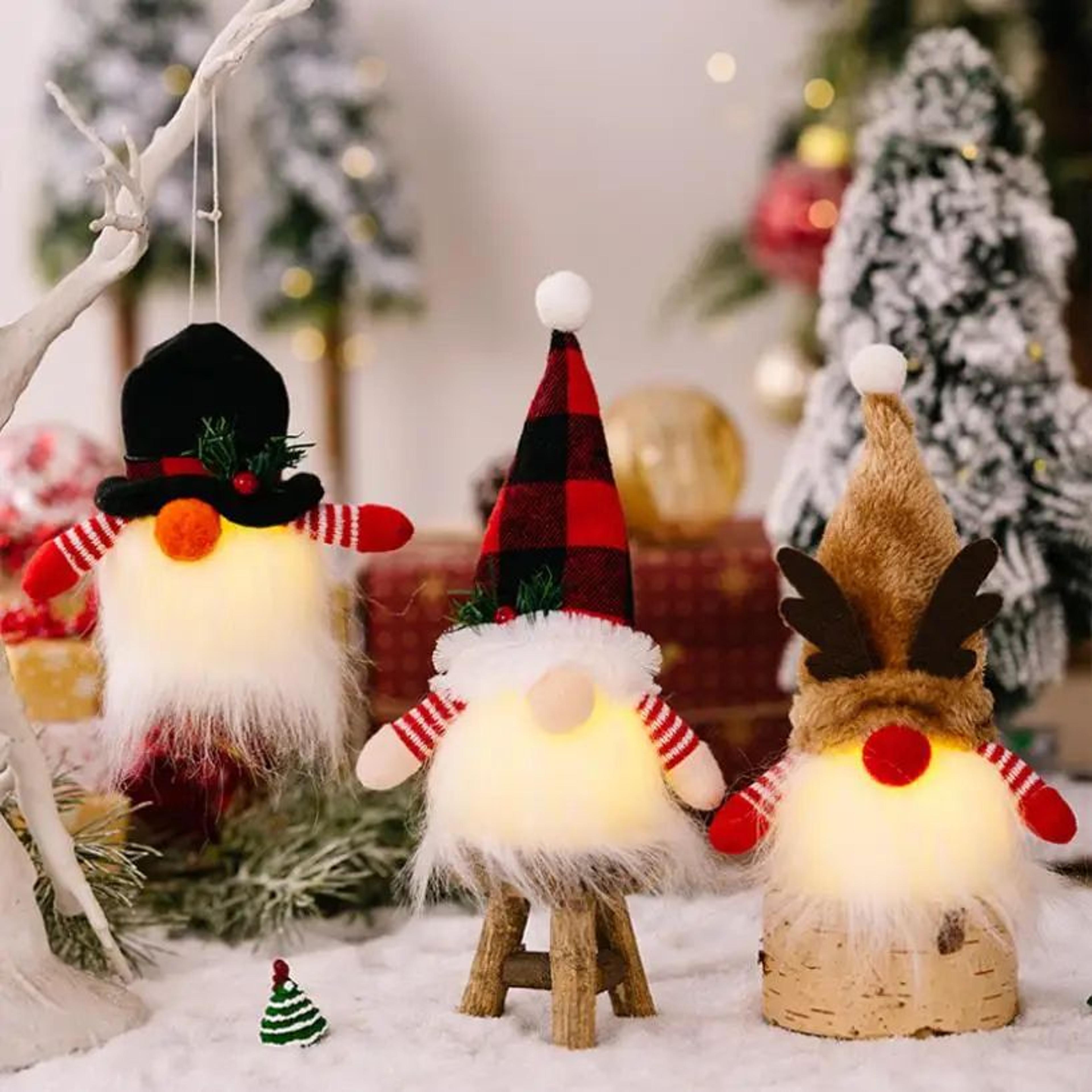 LightUp Christmas Gnome Pendant Ornament  Plush Santa Doll Tree Decor With Warm LED Glow 5