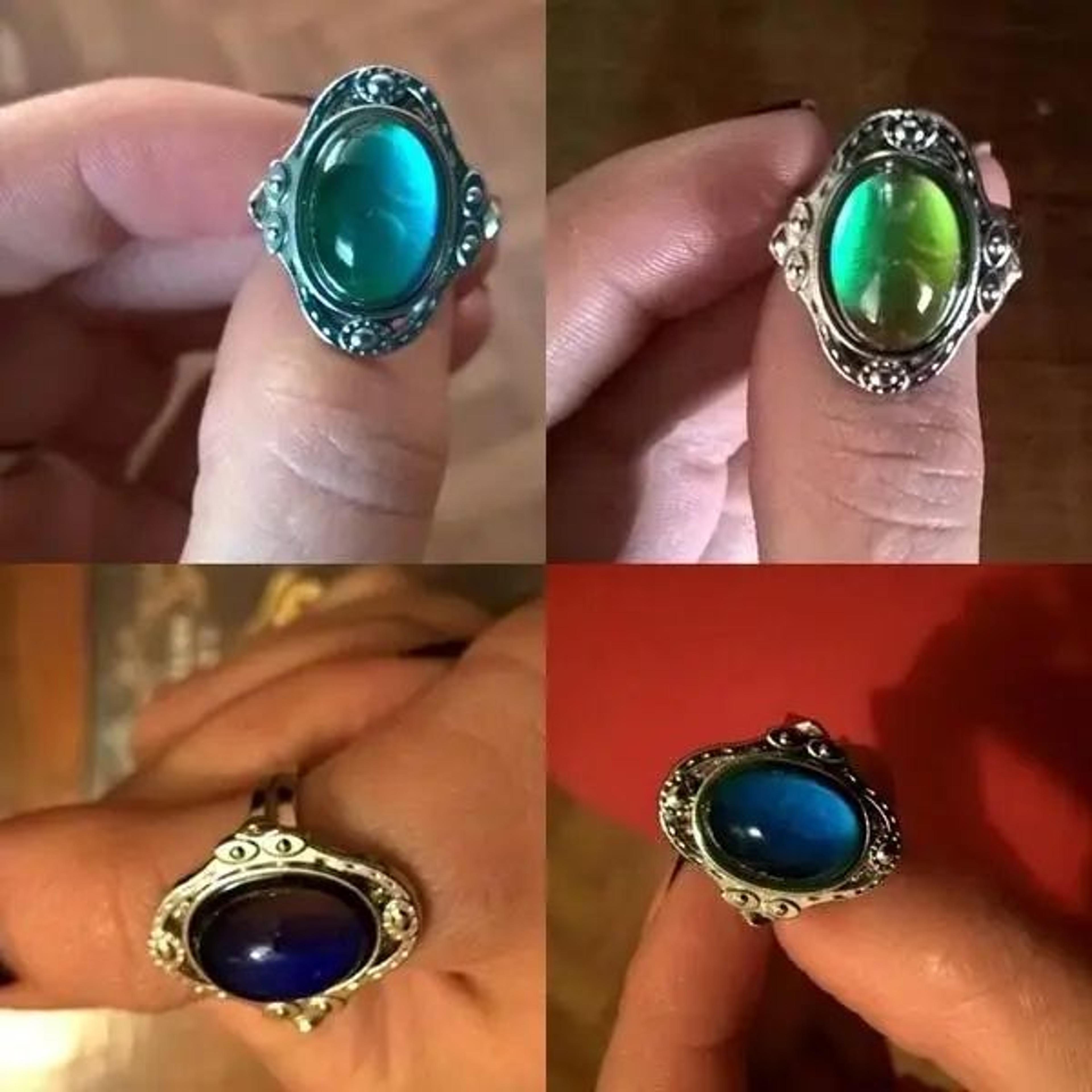 Retro Heart Gem Mood Ring  Color Changing Ring With Adjustable Fit 1