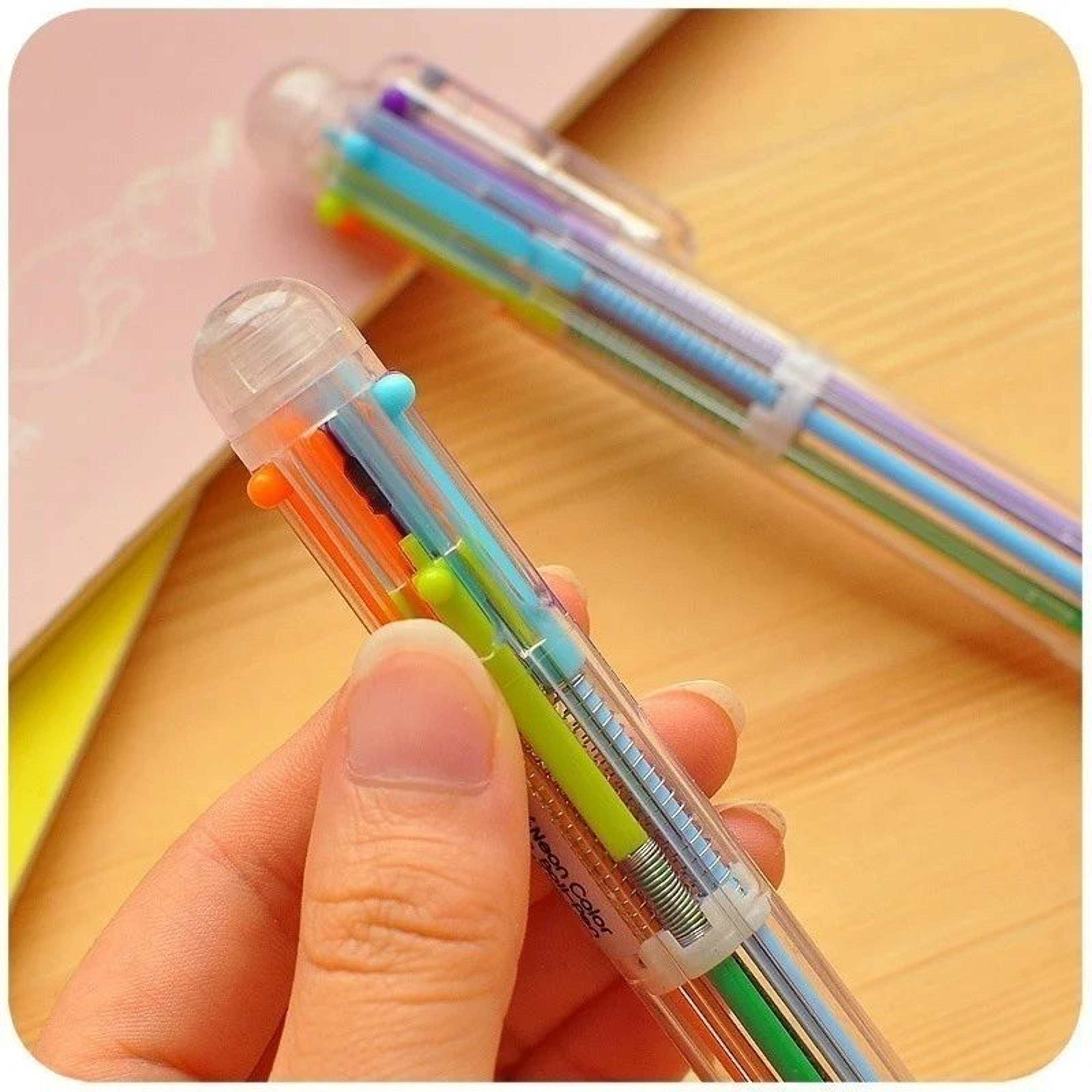 Transparent Cartoon Multicolor Swivel Ballpoint Pens 10Pack  Cute School  Office Writing Set 5