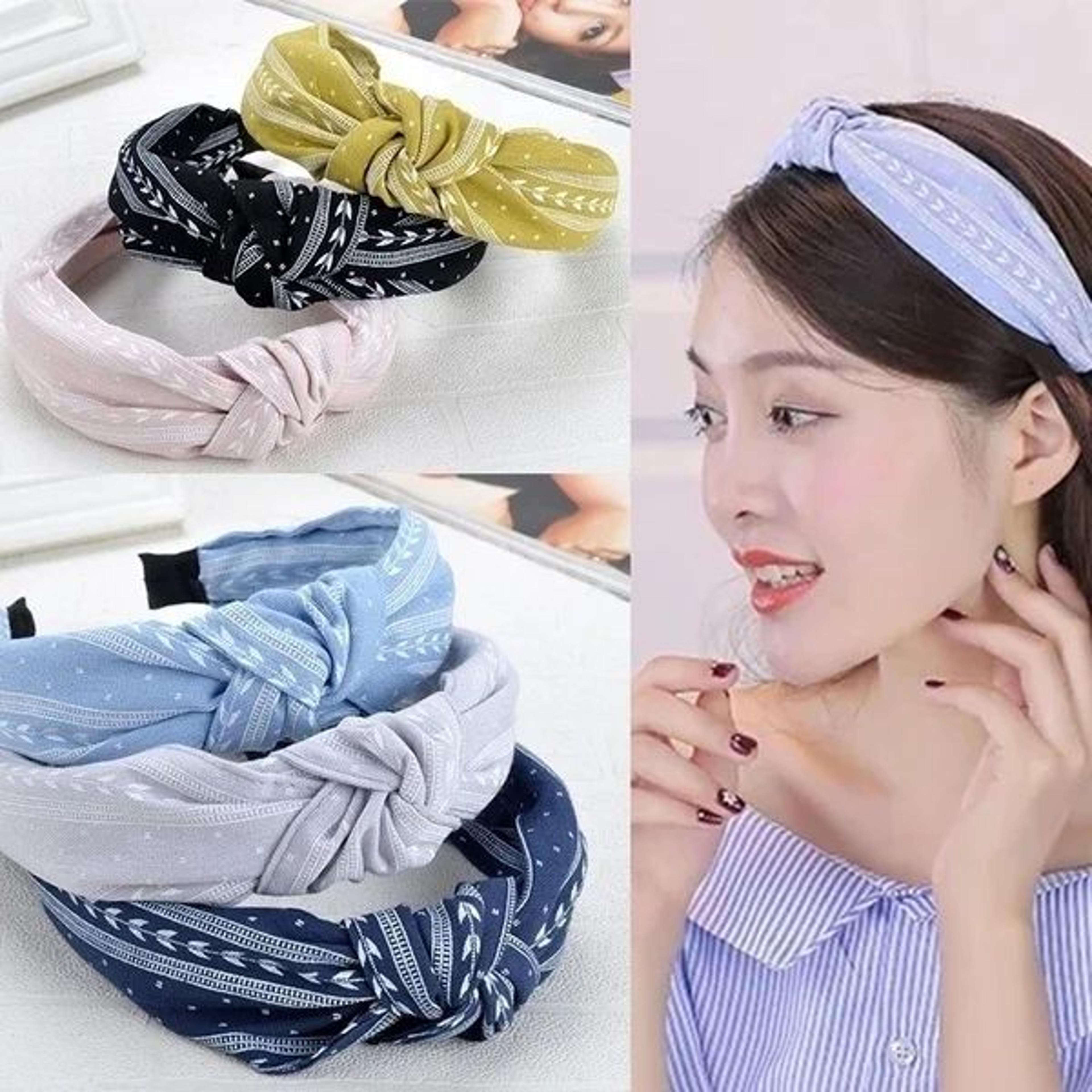 Knotted Leaf Wide Fabric Headband For Women  Girls  Soft Boho Hairband For Everyday Style 2