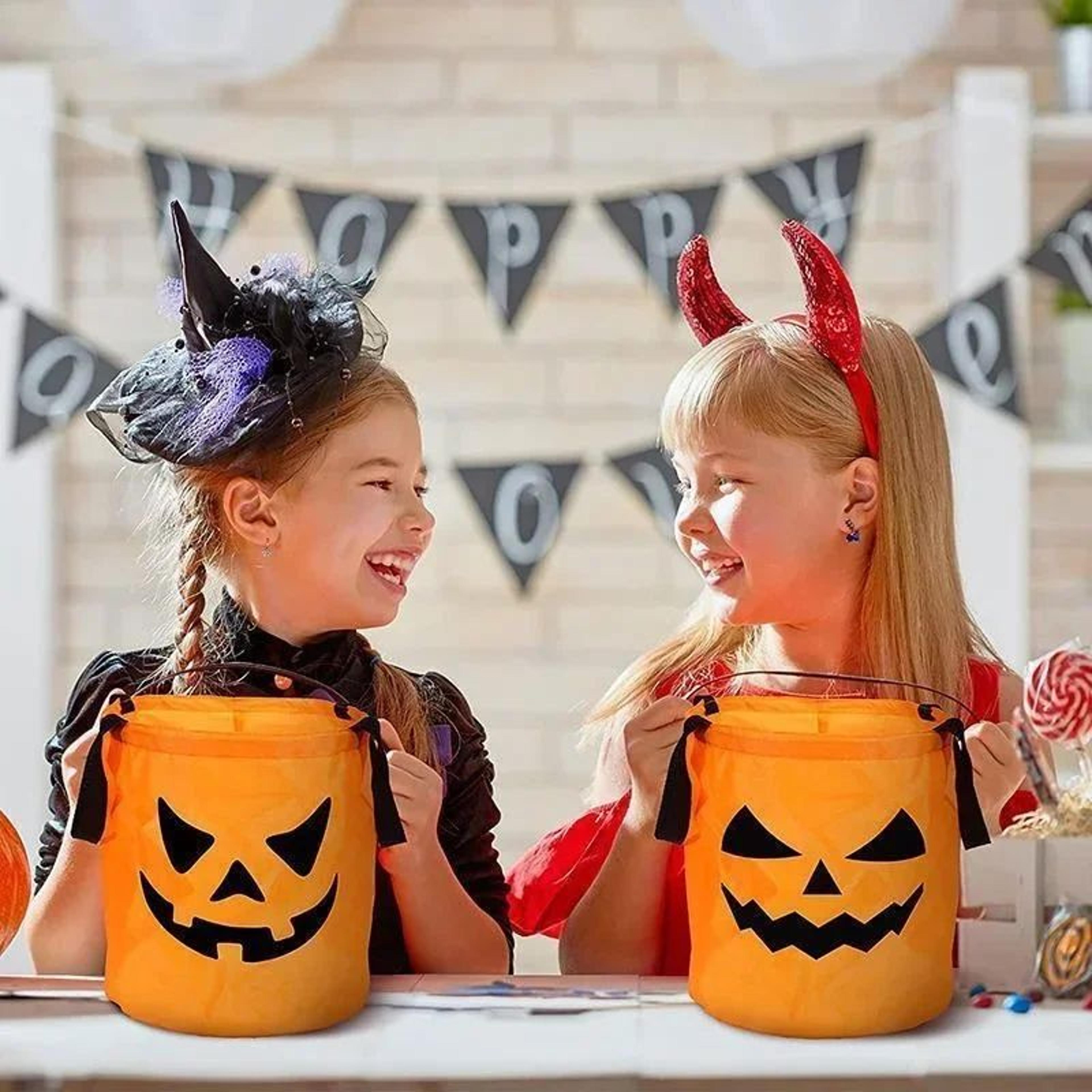 LED LightUp Pumpkin TrickorTreat Bucket  Collapsible Reusable Halloween Candy Basket 2