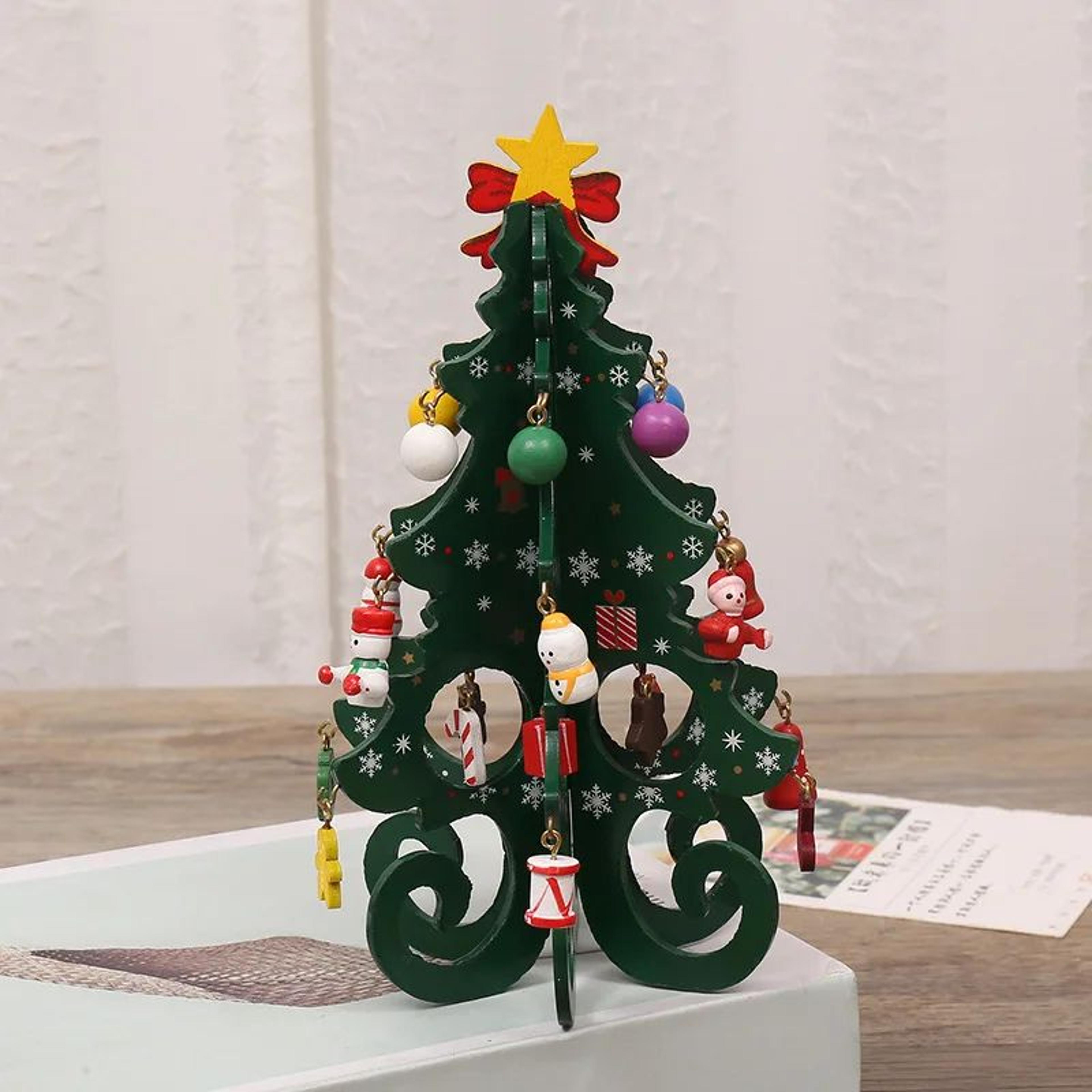 Wooden Christmas Tree Ornament  Nordic Desktop Holiday Decor  Mini Table Centerpiece 7