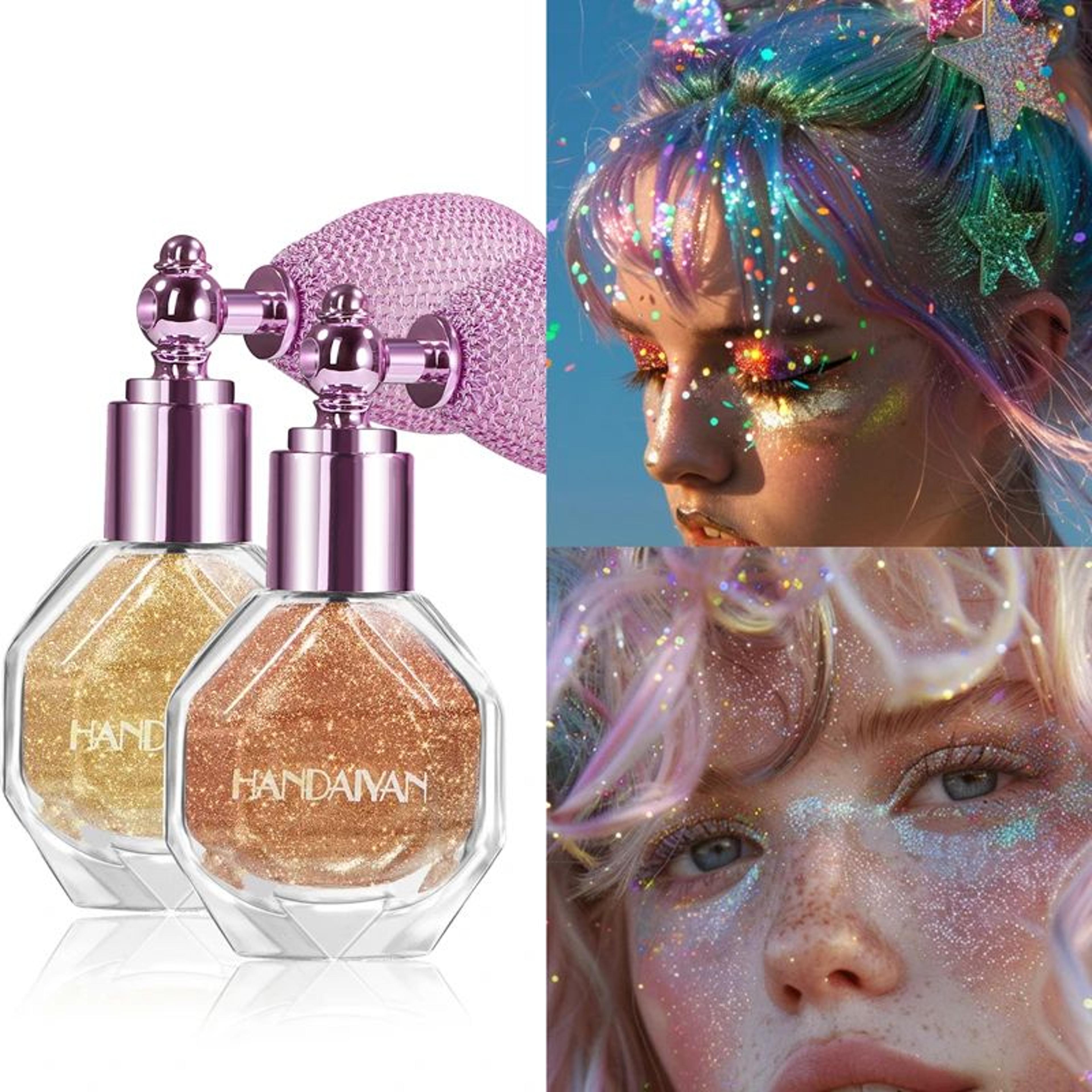 ShimmerGlow Body Glitter Spray  Loose Glitter Powder For Face Hair  Clothes Gold Silver Pink 0