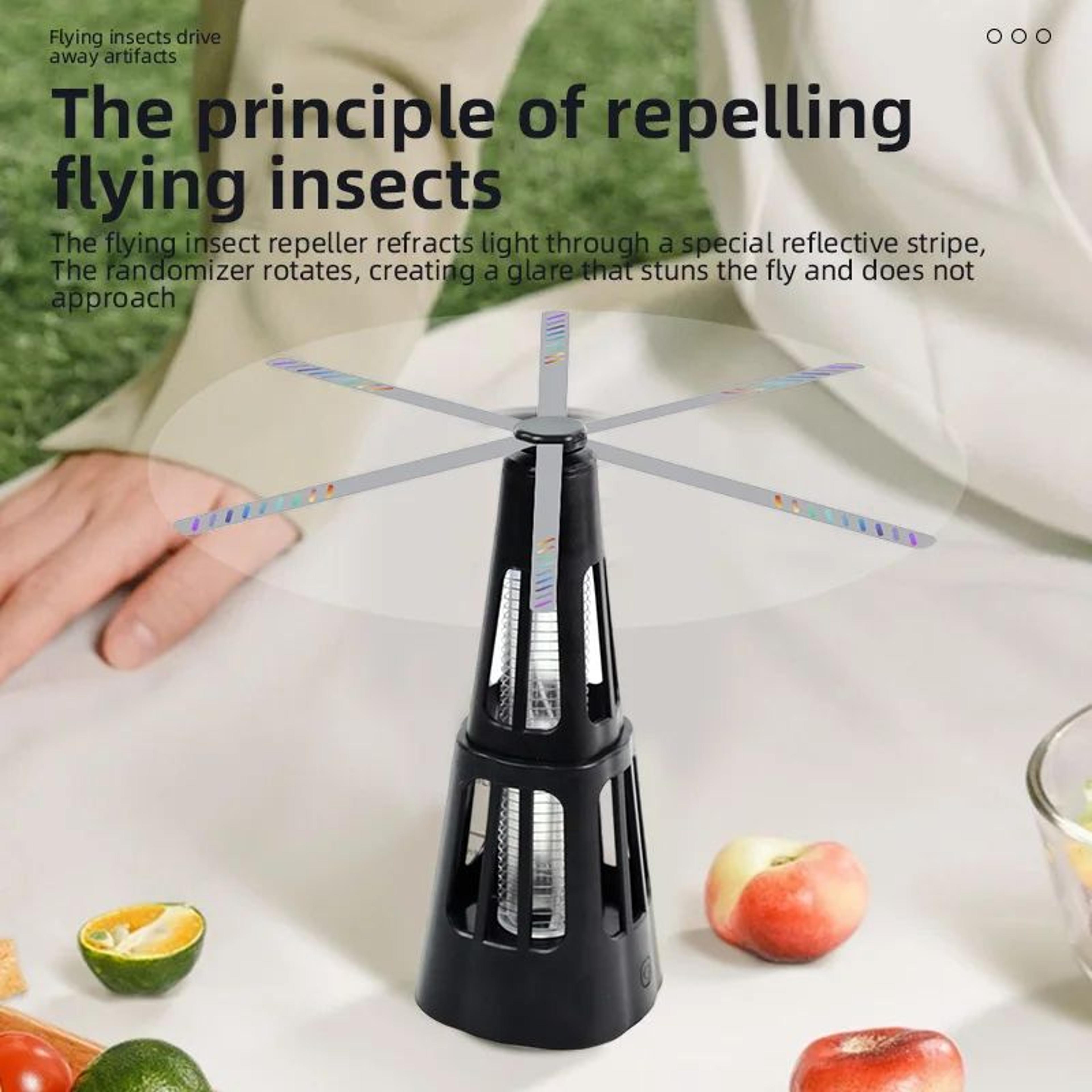 Qualitell 2in1 Fly Repellent Fan  Bug Zapper Lamp  Portable Food Protector For IndoorOutdoor Tables 3