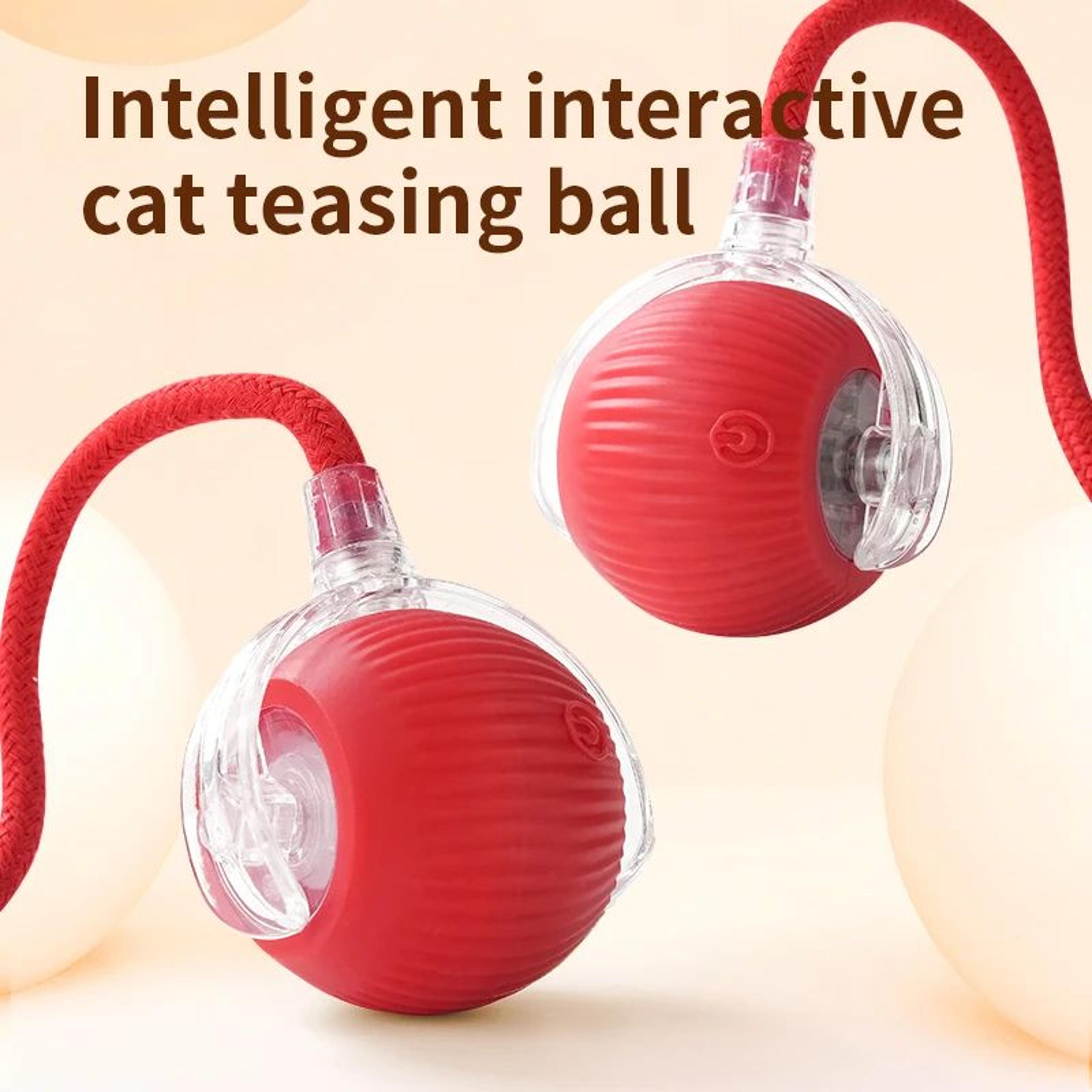 Smart Interactive Cat Toy Ball  Automatic Rolling Silicone Ball With Long Tail Teaser USB Rechargea 1