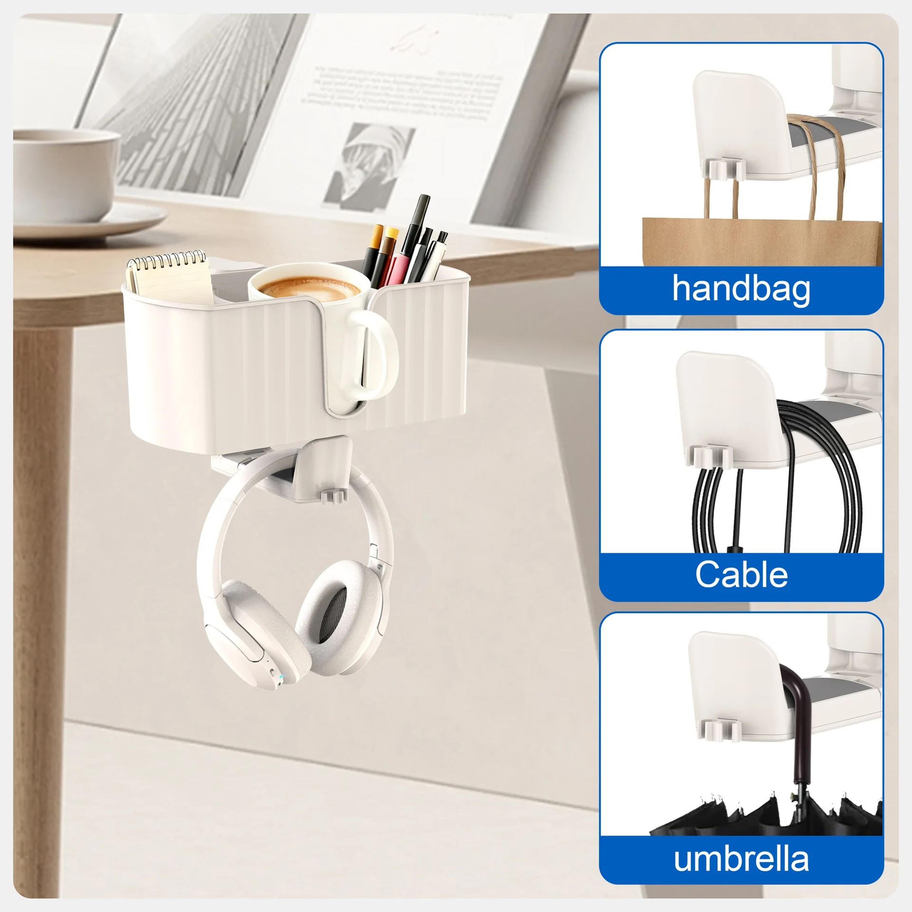4in1 ClampOn Desk Organizer With Rotating Headphone Holder And Cup  Pen Storage 5