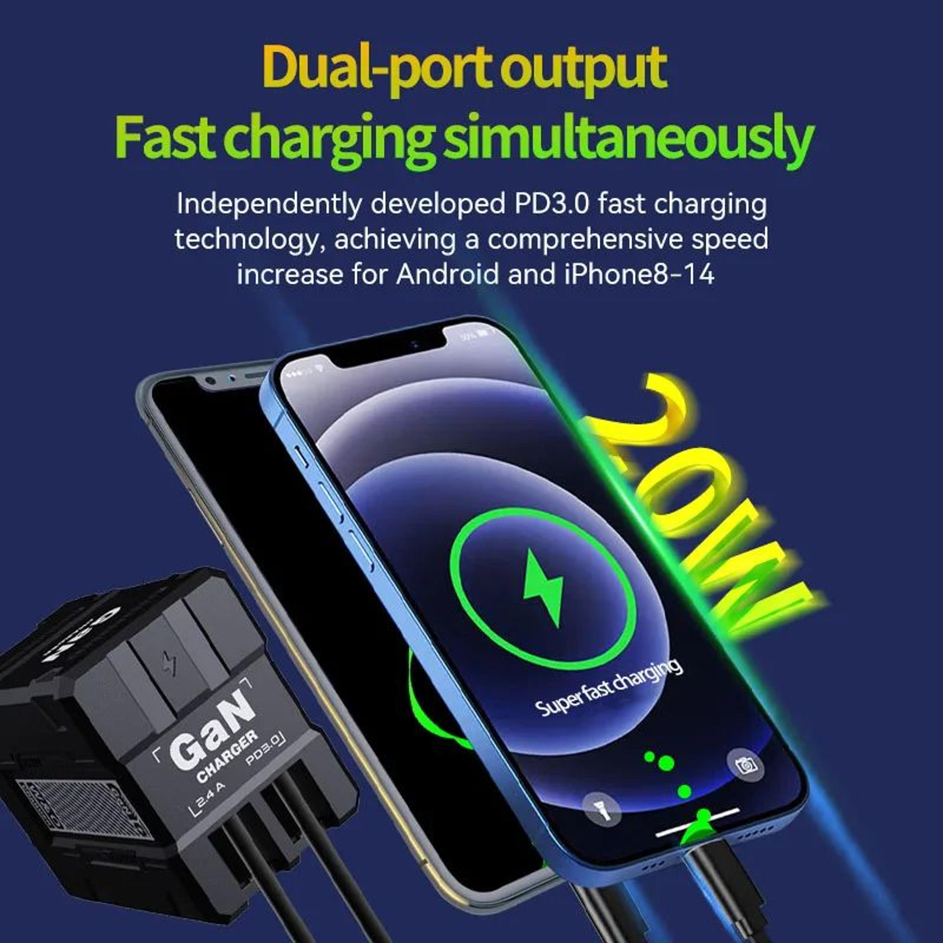 GaN 20W USBC PD Fast Charger With USBC To Lightning Support  Compact Travel Wall Adapter EUUSUK 4