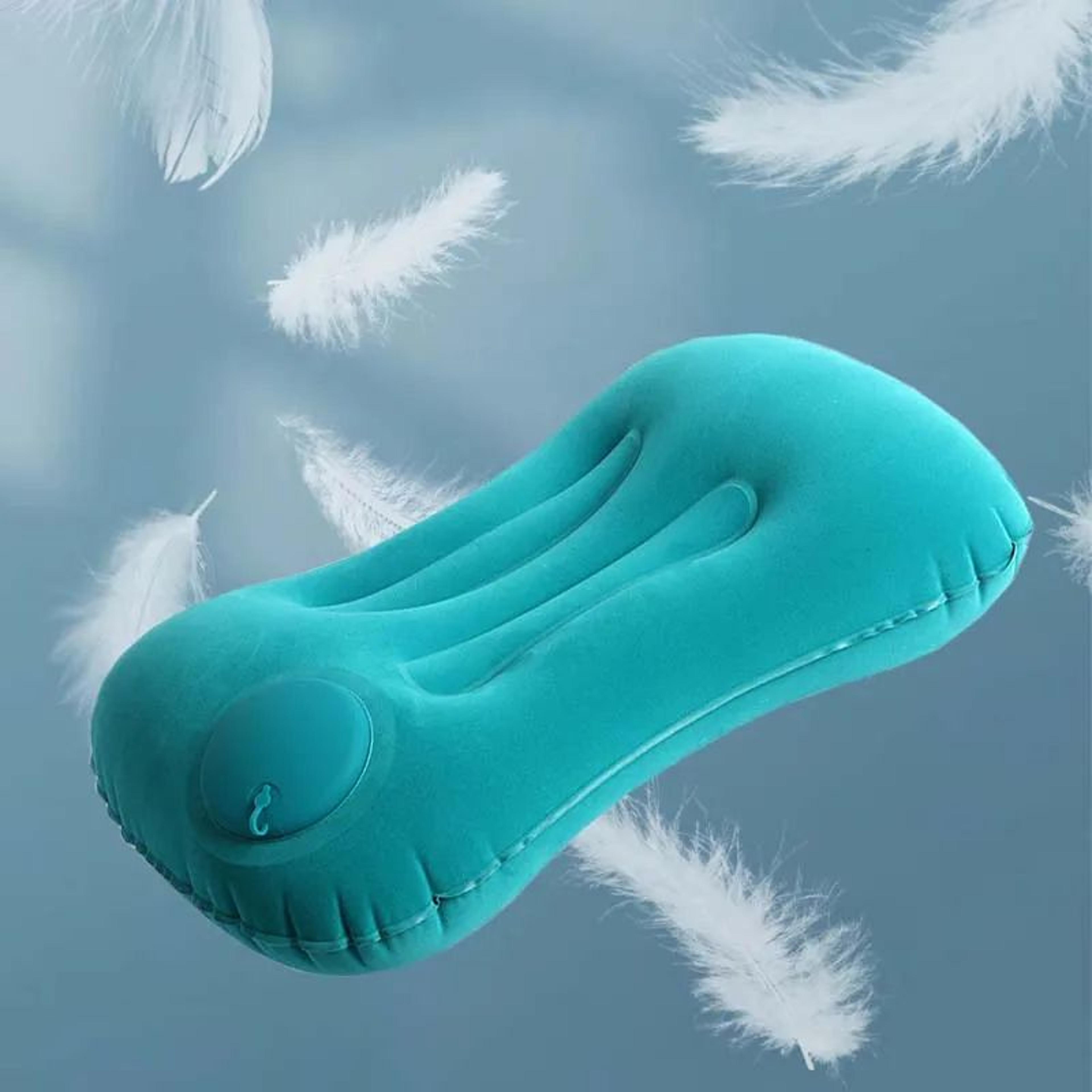 PressToInflate Inflatable Travel Pillow  Compact UShaped Neck Pillow For Planes Cars  Outdoor Trips 4