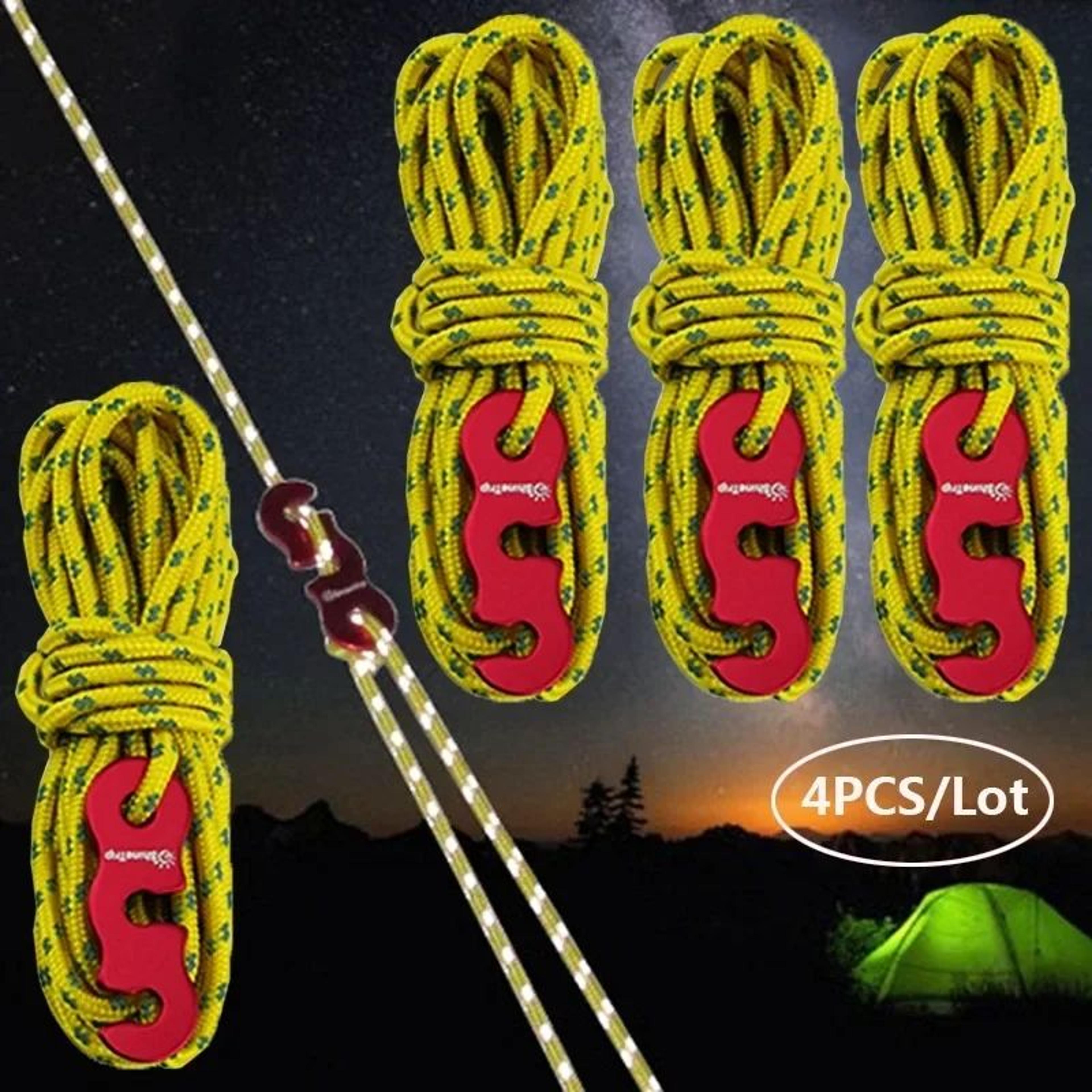 Reflective Guy Line Ropes 4Pack  Reinforced Windproof Tent Ropes With Adjustable Buckles For Tent C 0