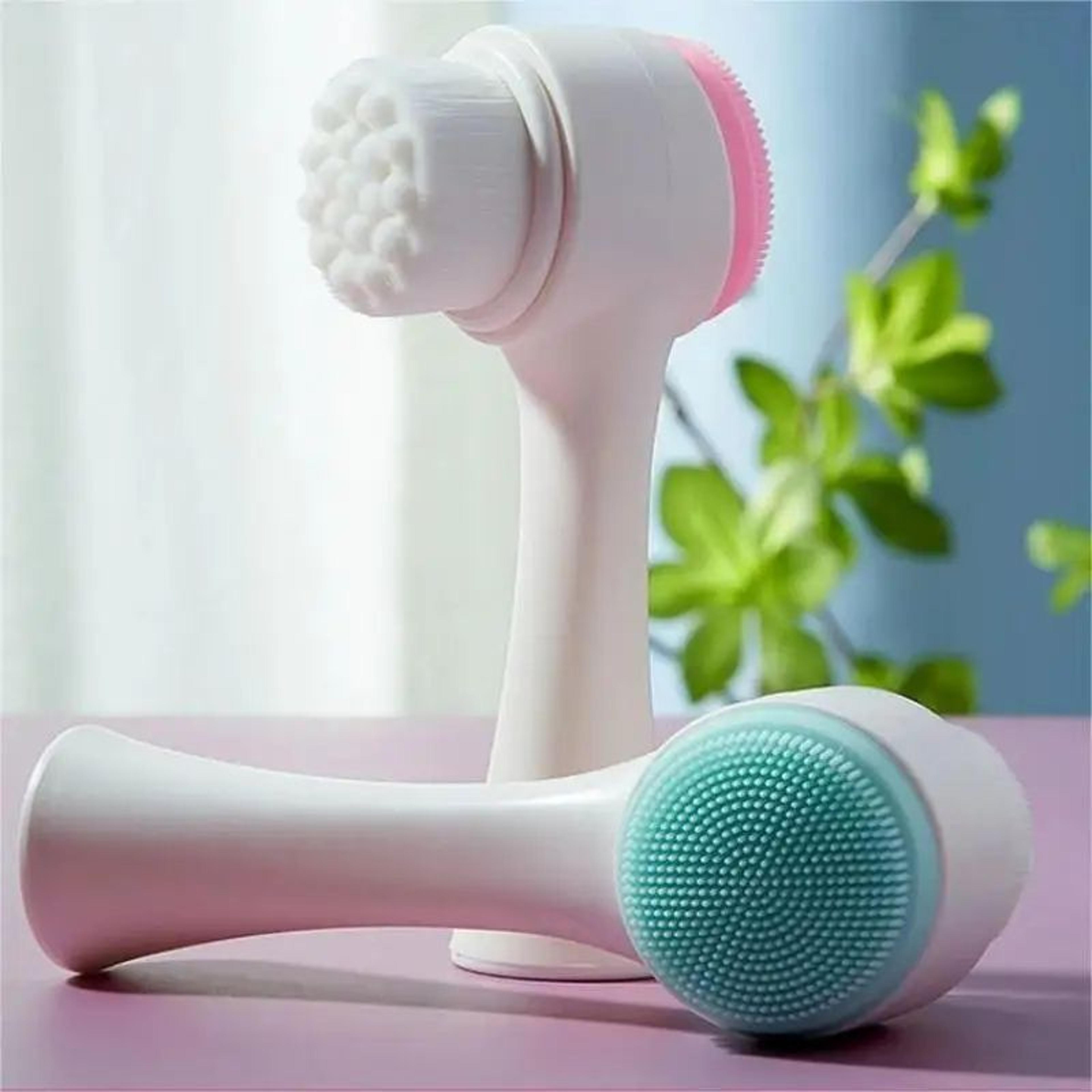 3D DoubleSided Silicone Facial Cleansing Brush For Gentle Exfoliation  Massage 2