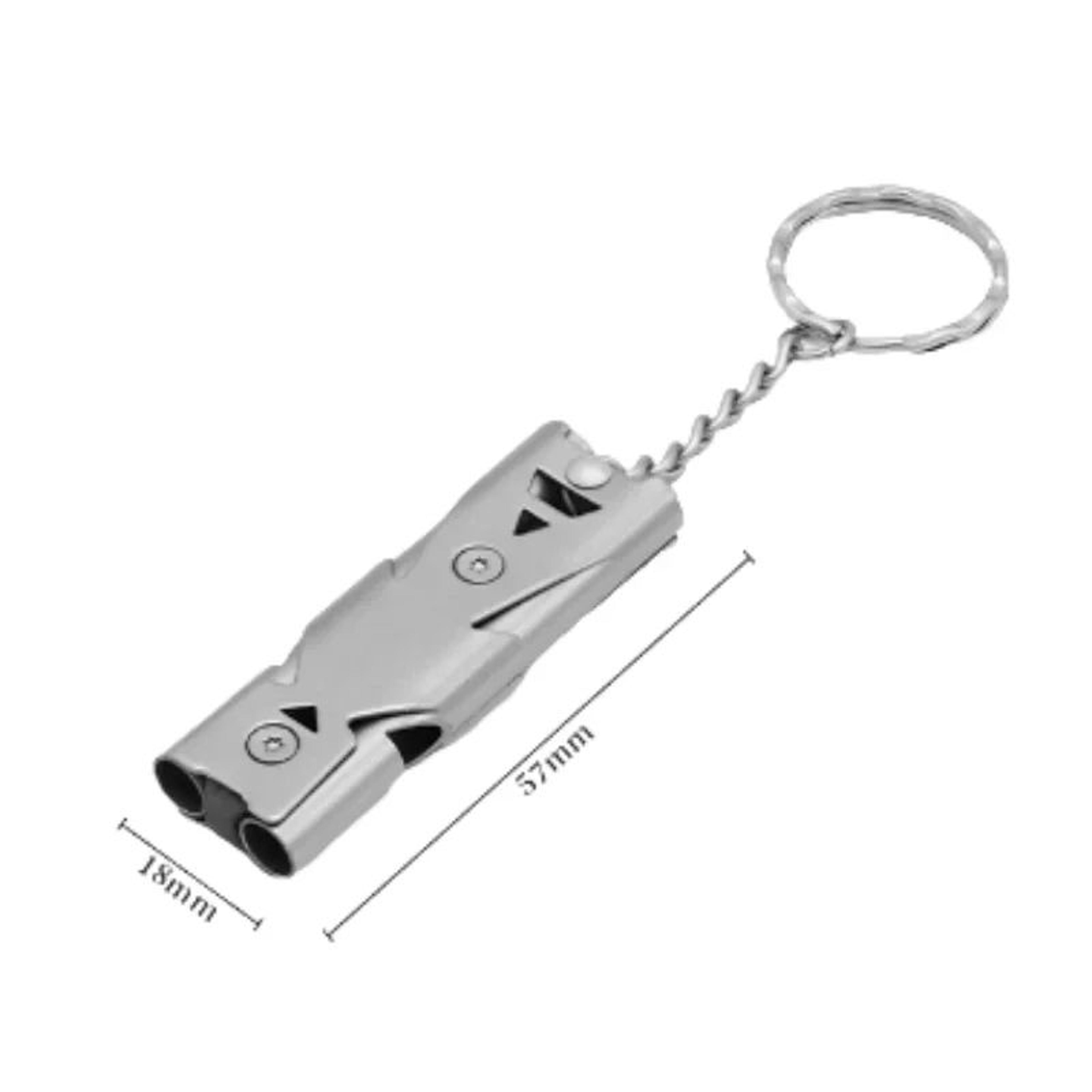 Double Pipe Emergency Whistle Keychain  HighDecibel Stainless Steel Survival Whistle For Camping  S 5