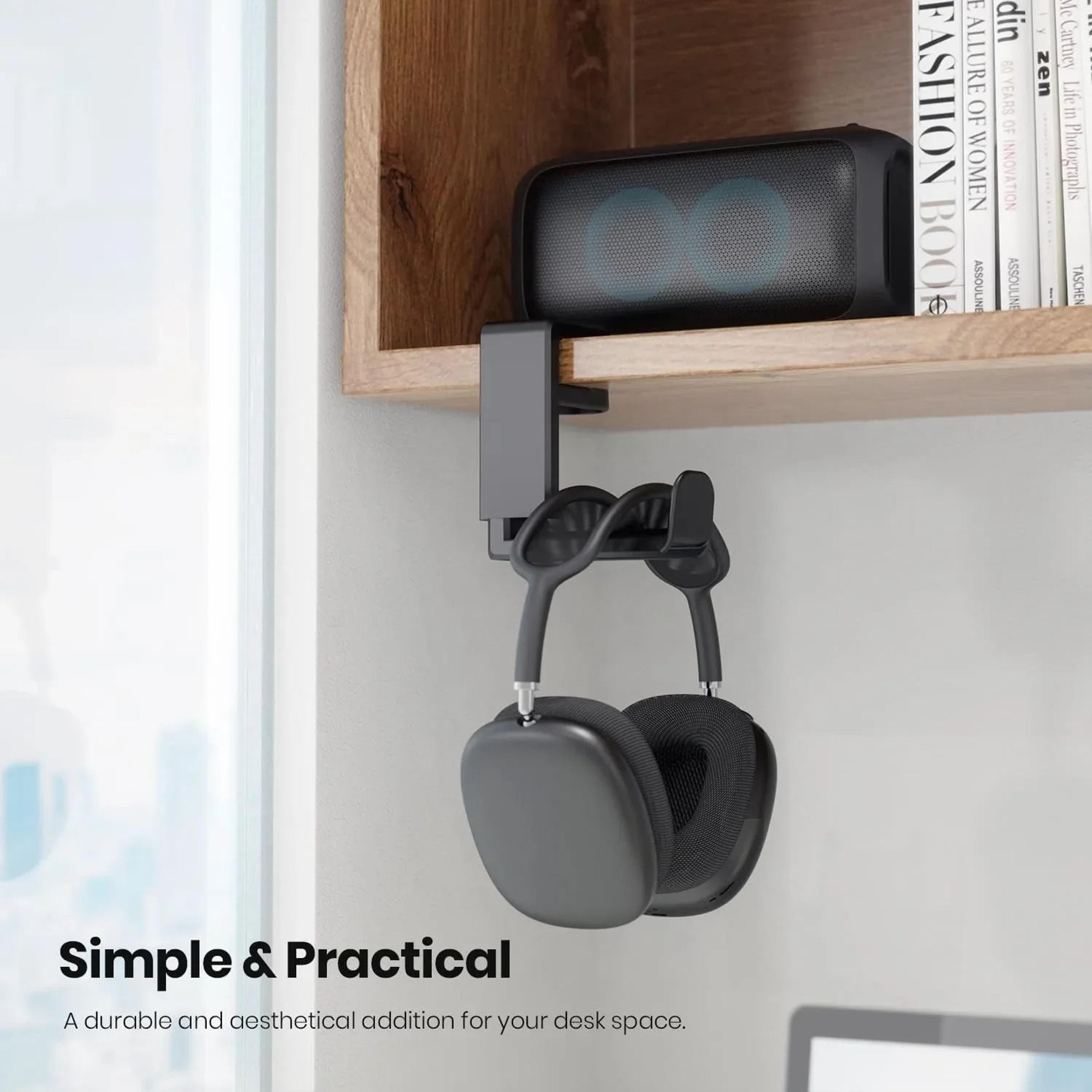 360 Rotating NoDrill Desk Headphone Hanger Clip  Under Desk Headset Holder  MultiPurpose Hook 3