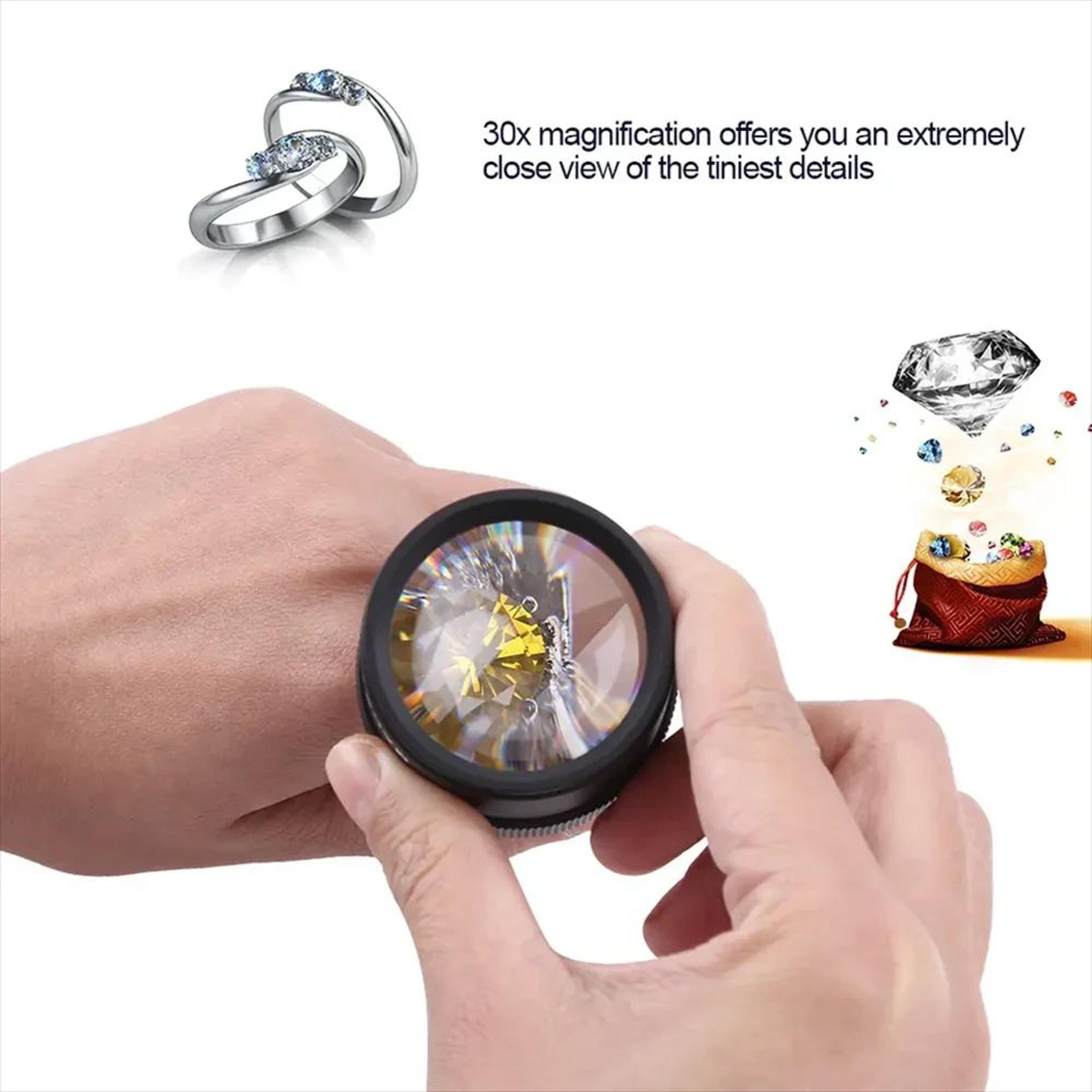 30X Jewelers Loupe Pocket Magnifying Glass With LED  UV Light  Portable Precision Magnifier For Coi 5