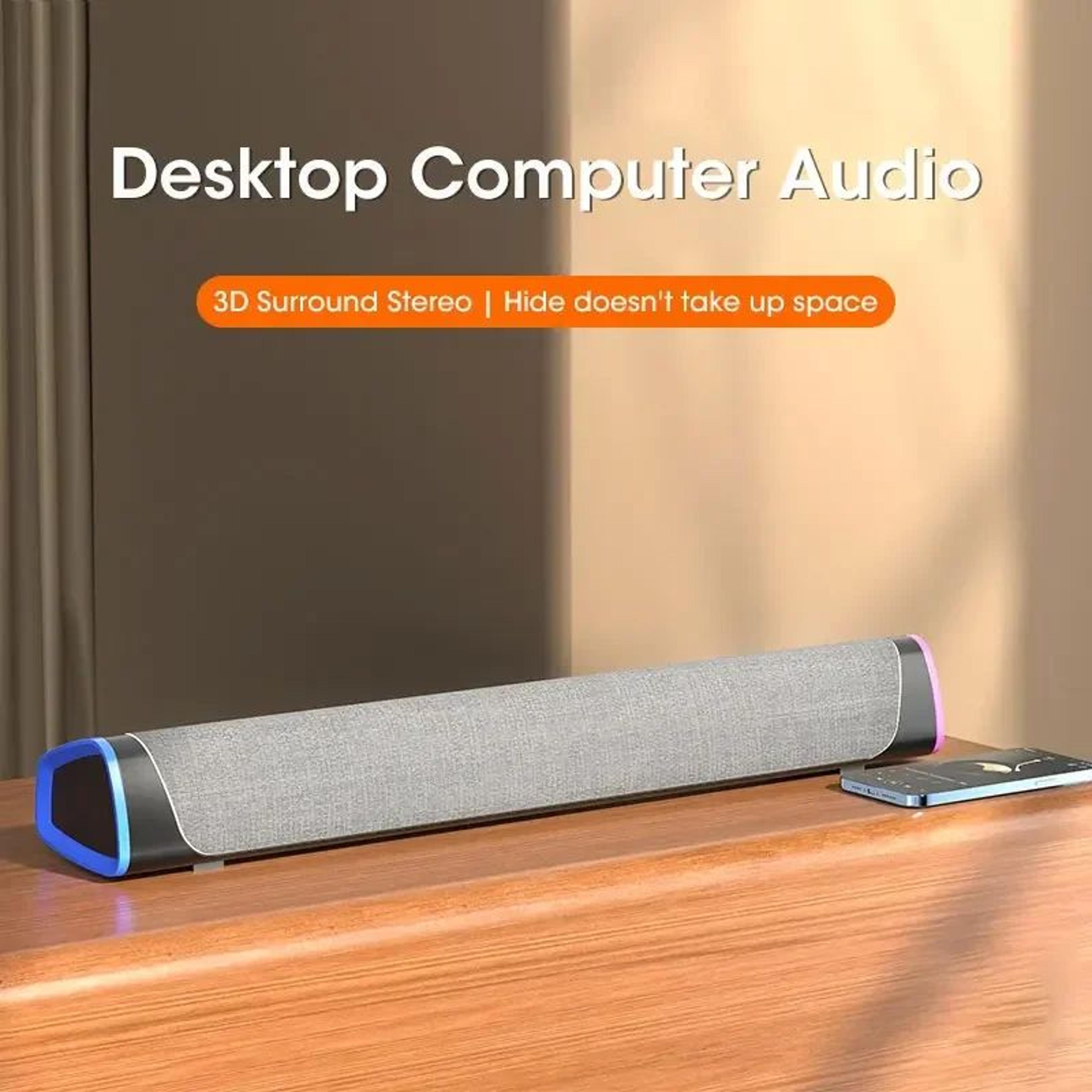 4D Bluetooth Computer Speaker Bar  Compact Desktop Soundbar With Subwoofer For Laptop  PC 1
