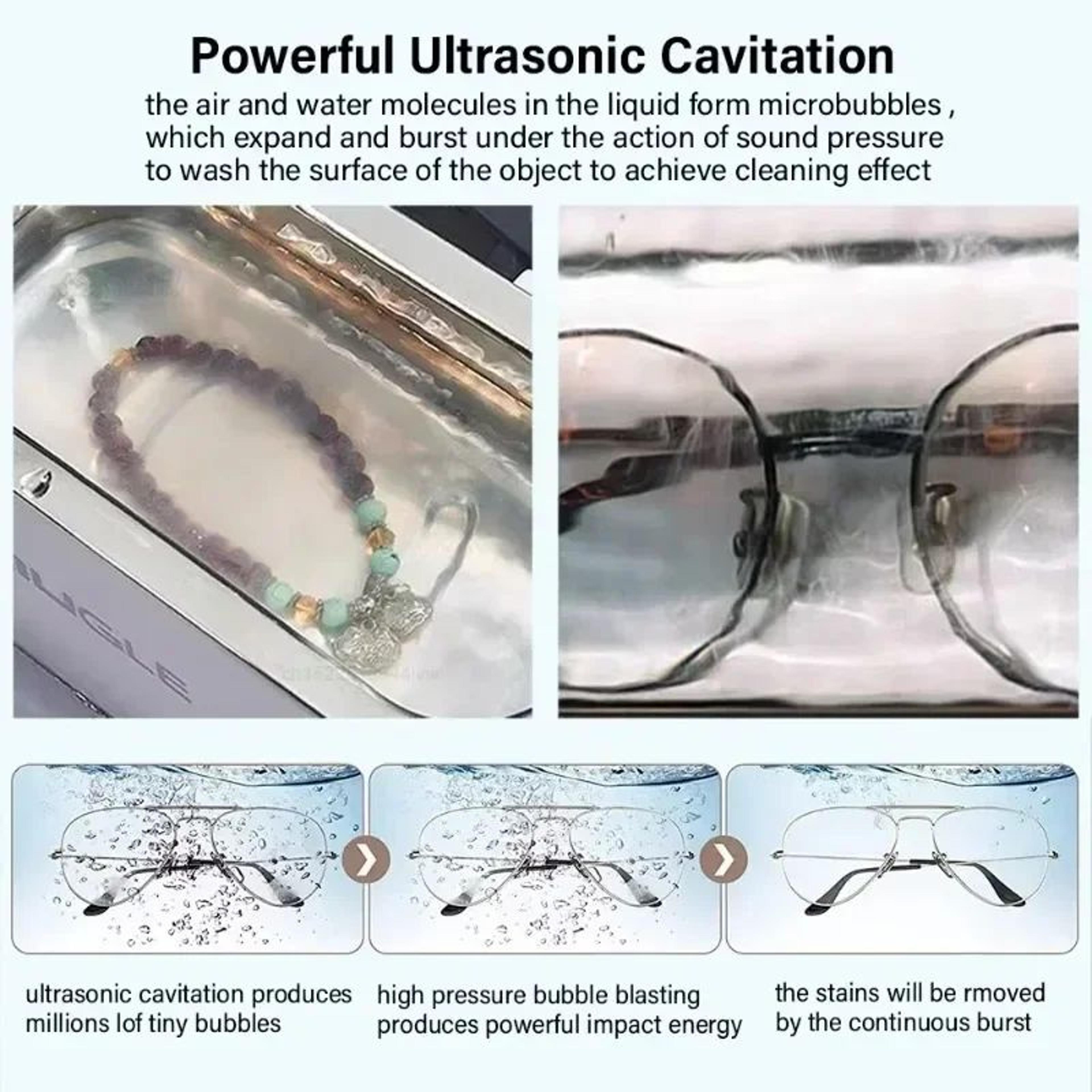 500ml Ultrasonic Cleaner 50W For Glasses Jewelry  Dentures  DeepClean Home Ultrasonic Cleaning Mach 2