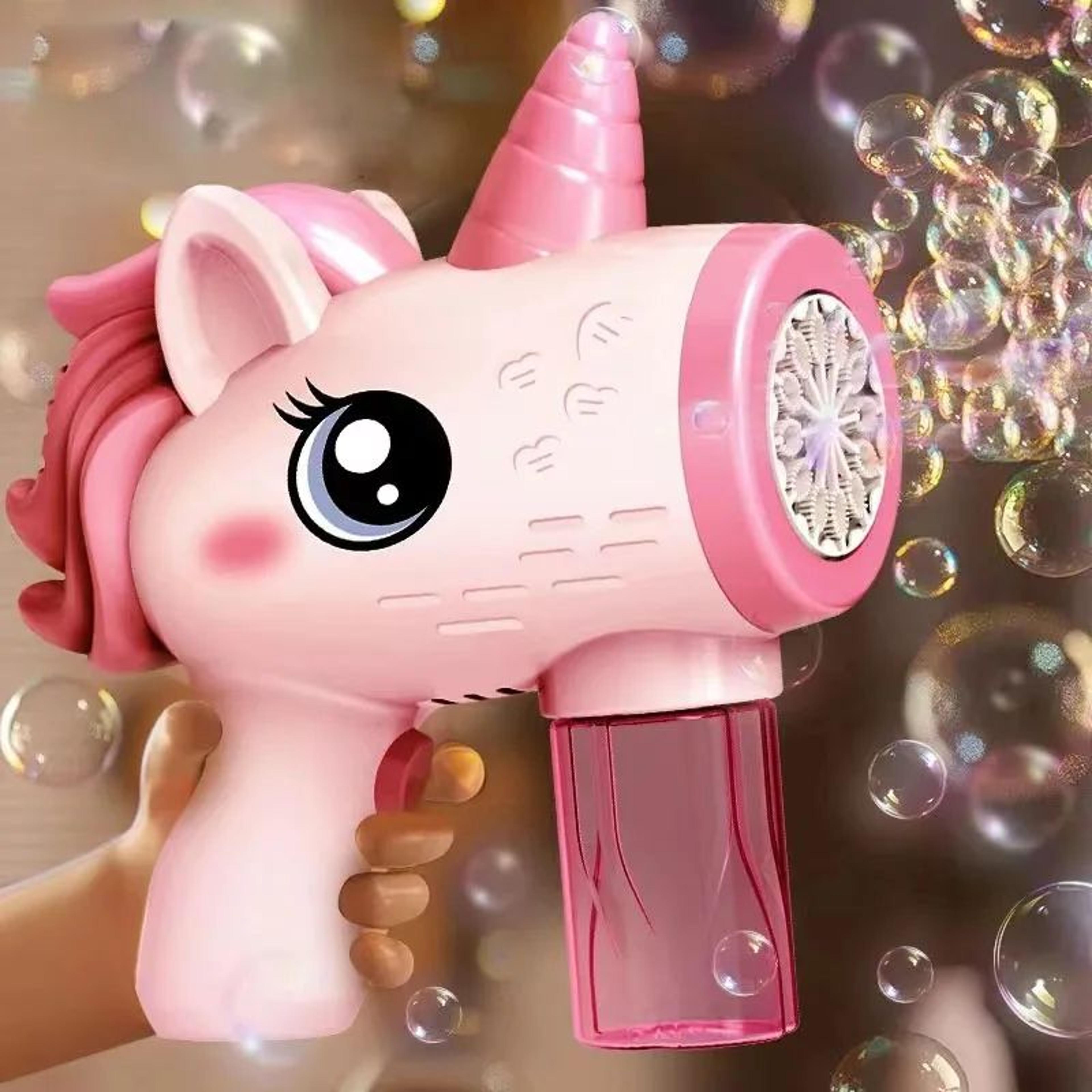 Magical Unicorn Electric Bubble Gun With Lights  Automatic Bubble Blower Toy For Kids 0