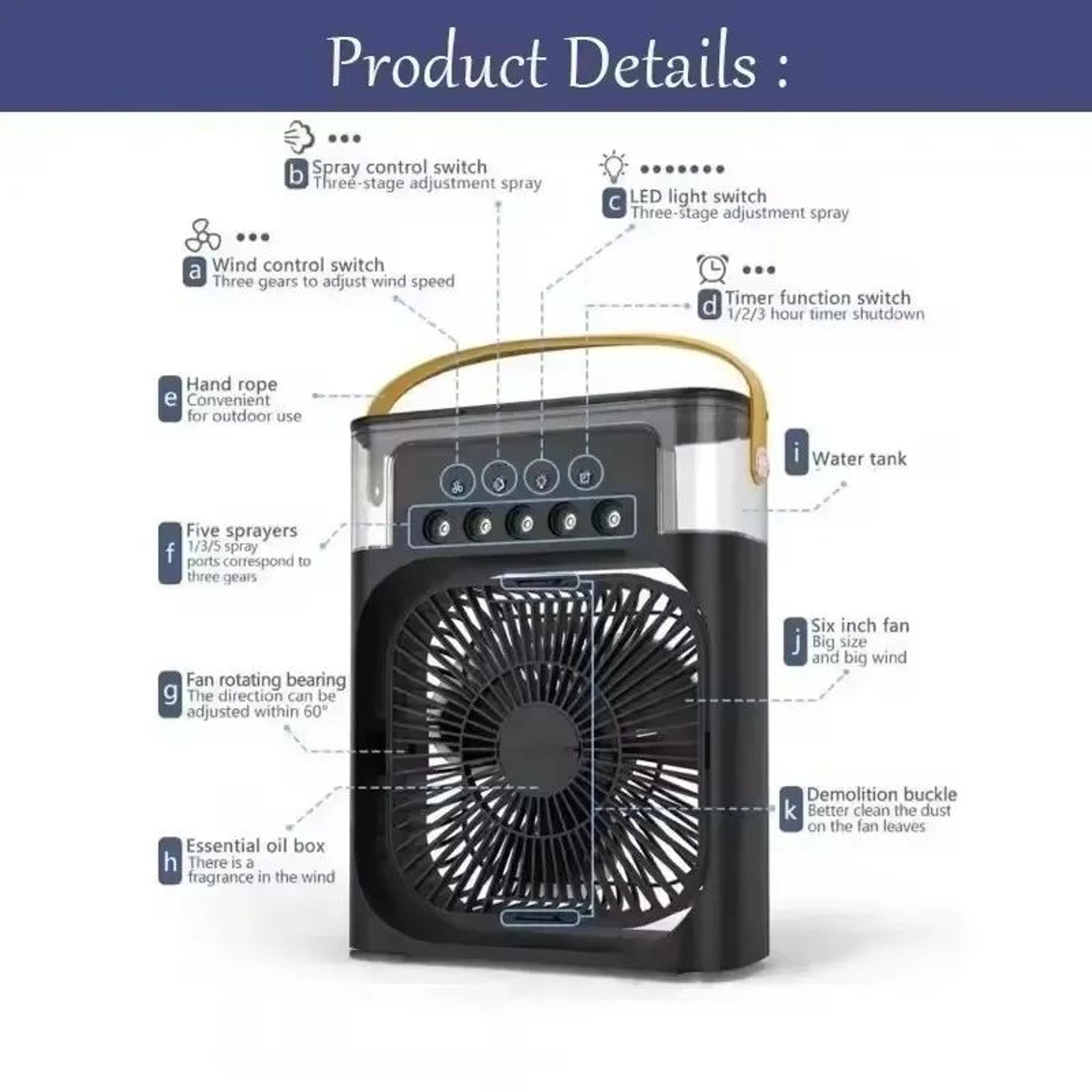 BreezeGlow 3in1 Portable Air Cooler With Humidifier  LED Night Light 5