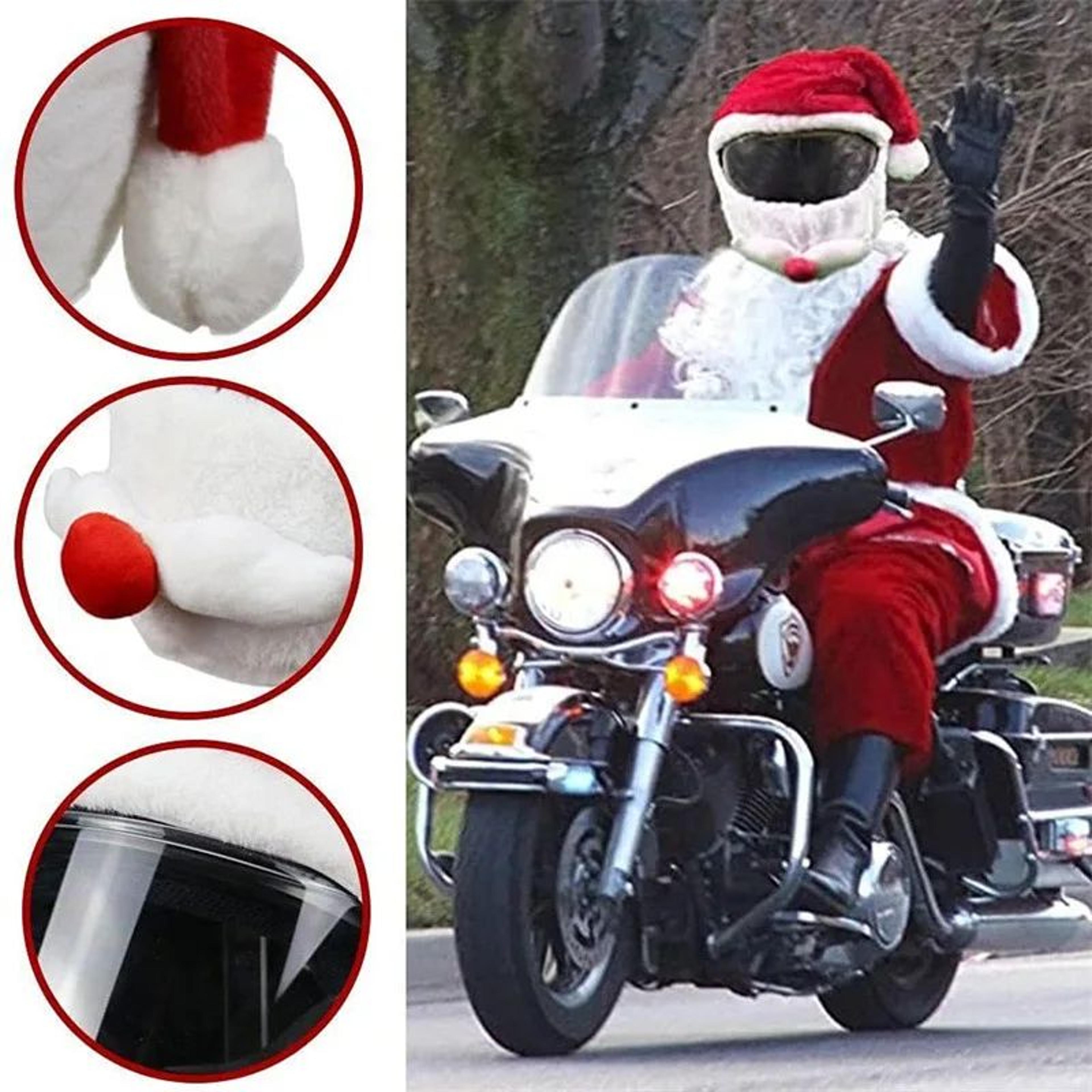 Festive Santa Claus Motorcycle Helmet Cover For Bikes  Scooters 3