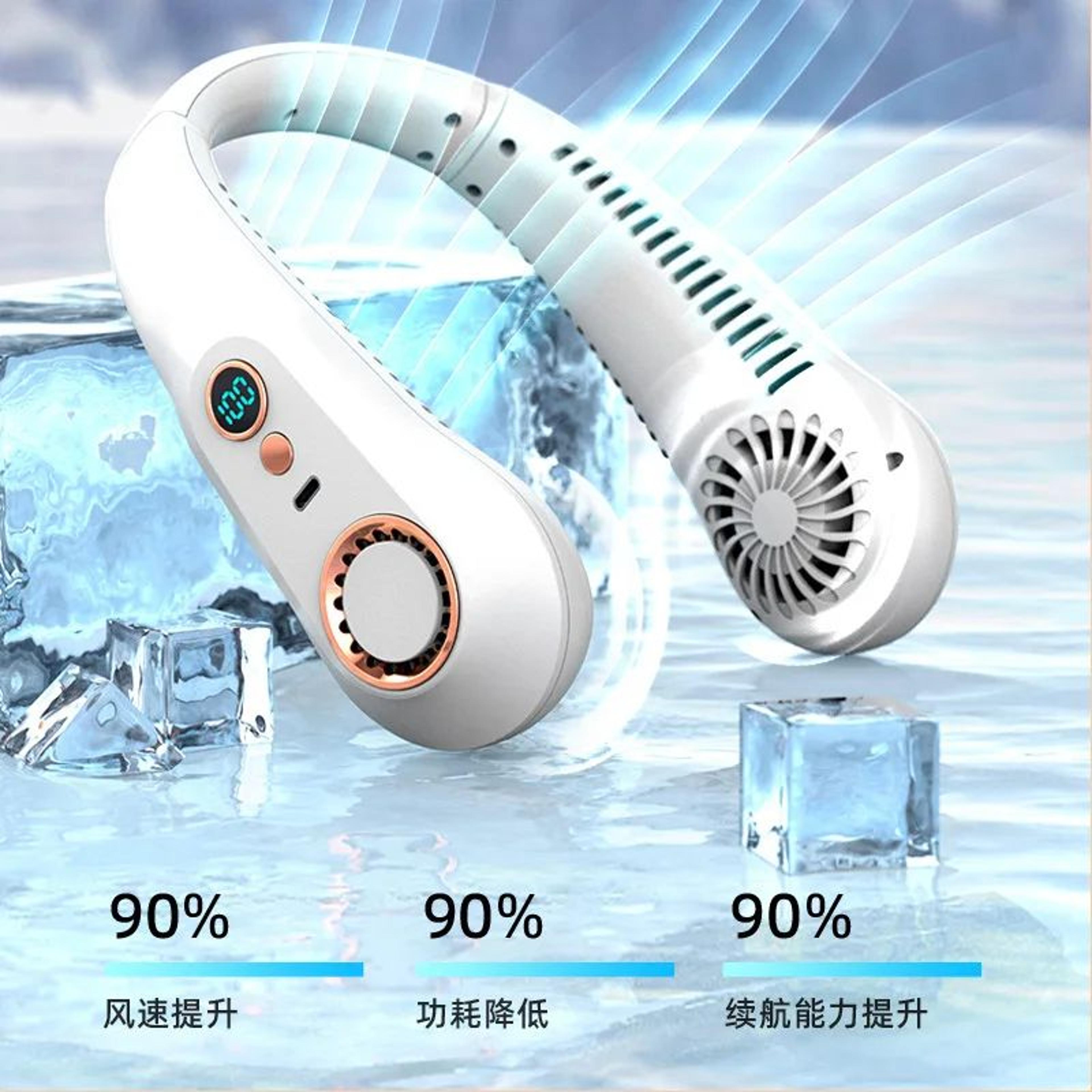 Bladeless Portable Neck Fan With Digital Display  USB Rechargeable HandsFree Neckband Cooler 5