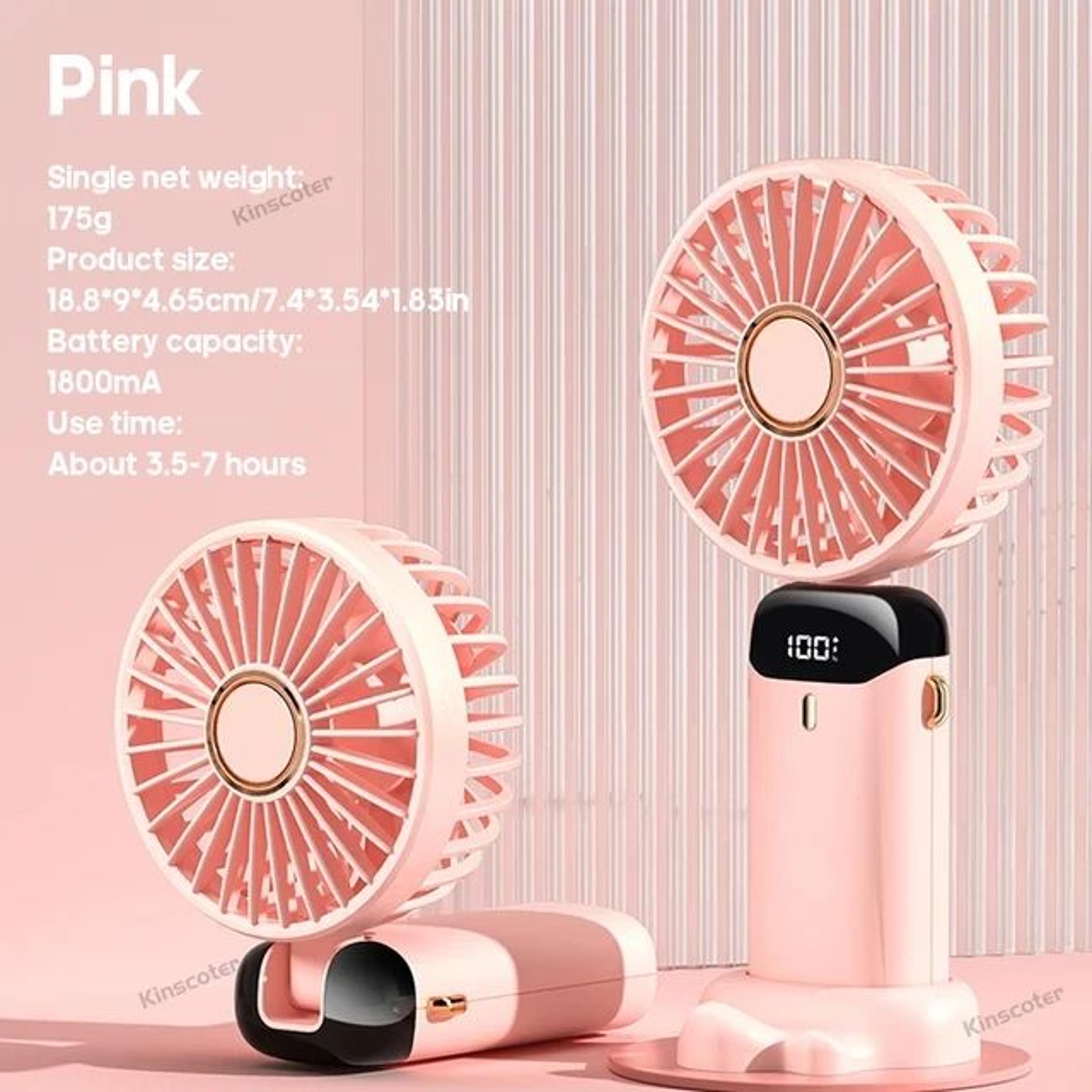 Foldable Handheld Fan With Phone Stand  Display 5Speed USB Rechargeable Mini Fan For Travel  Daily  9