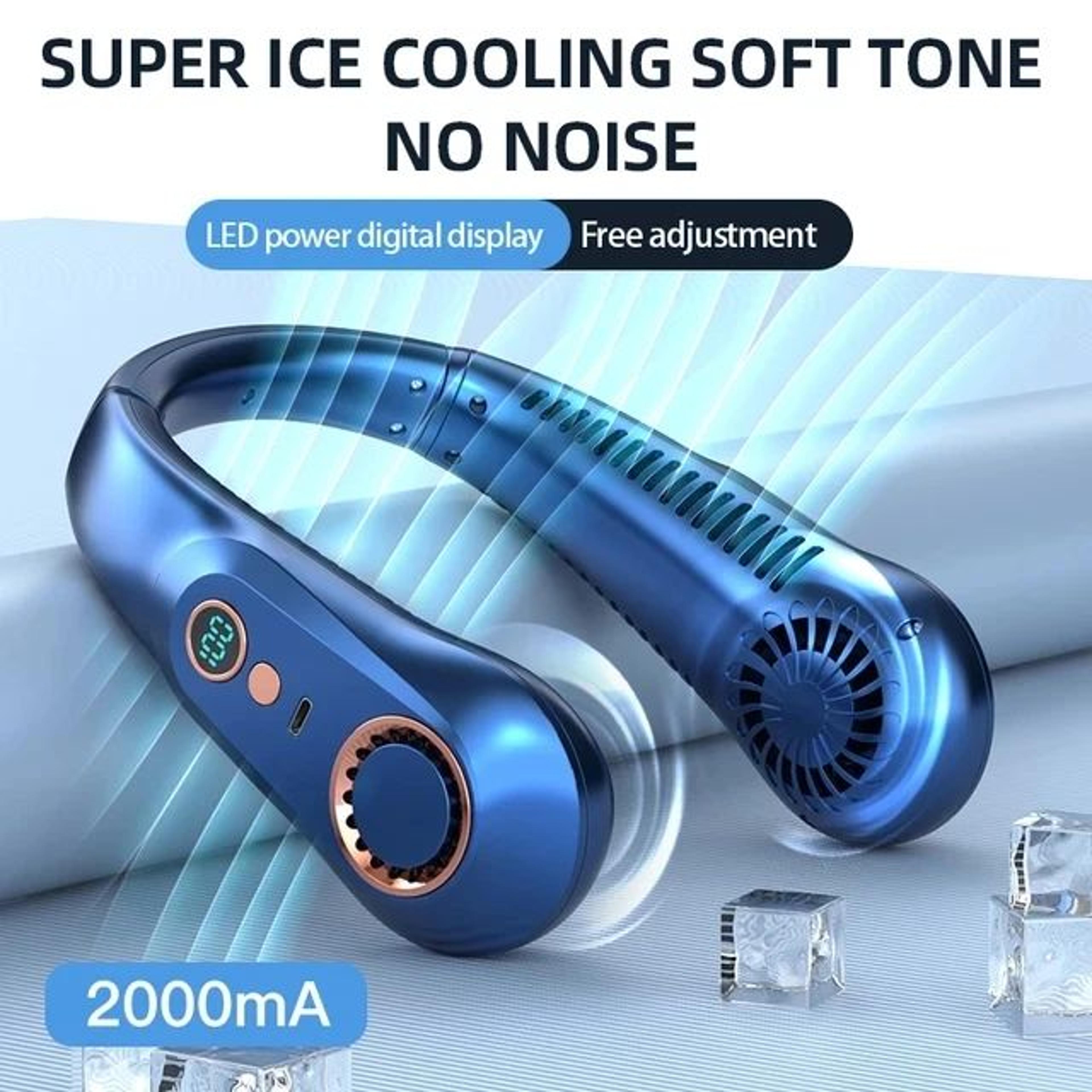 Portable Neck Fan With LED Display  5Speed Bladeless Personal Cooling Fan Rechargeable  HandsFree 6