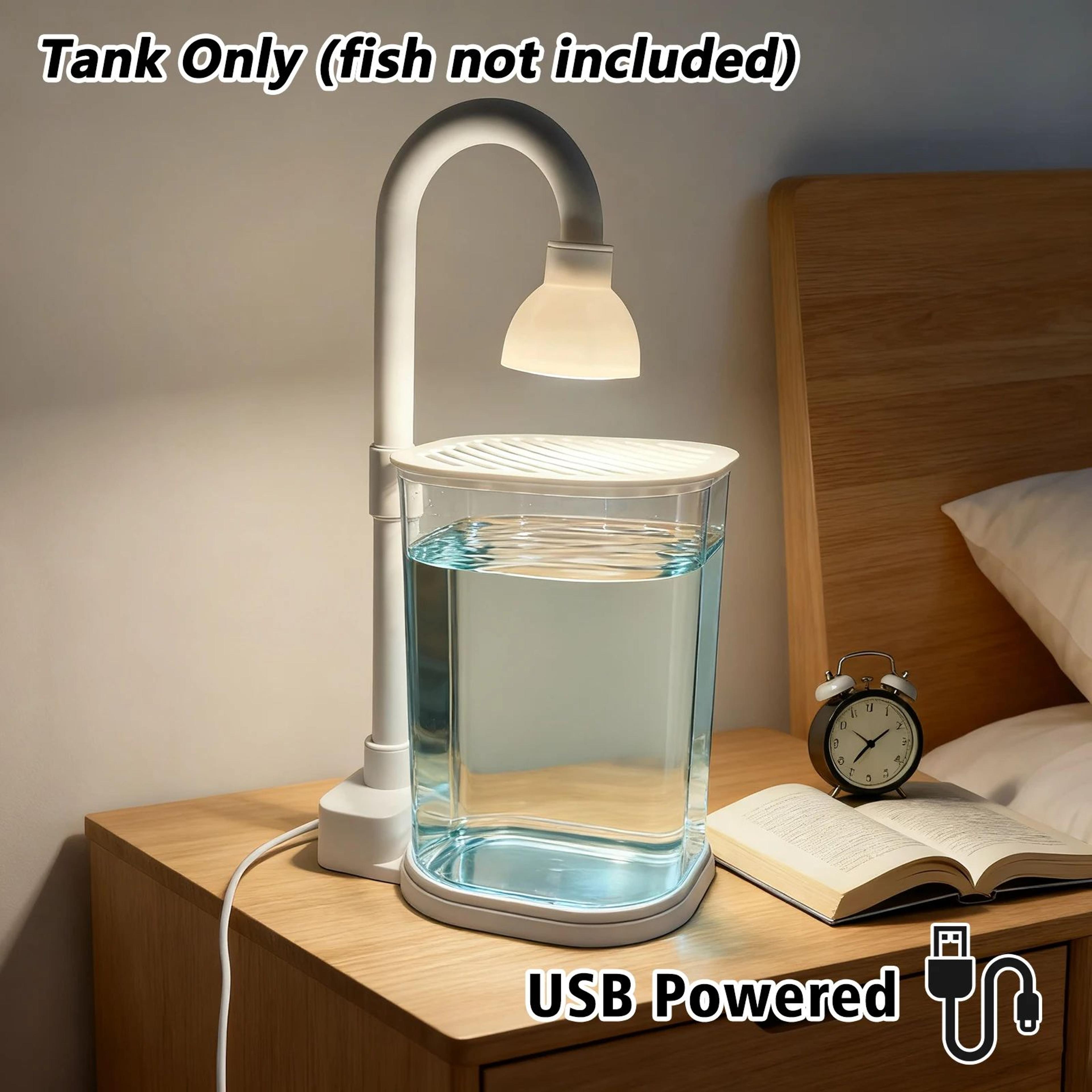 Desktop Aquarium Starter Kit With LED Light  Small Betta Fish Tank For Kids Home  Office 6