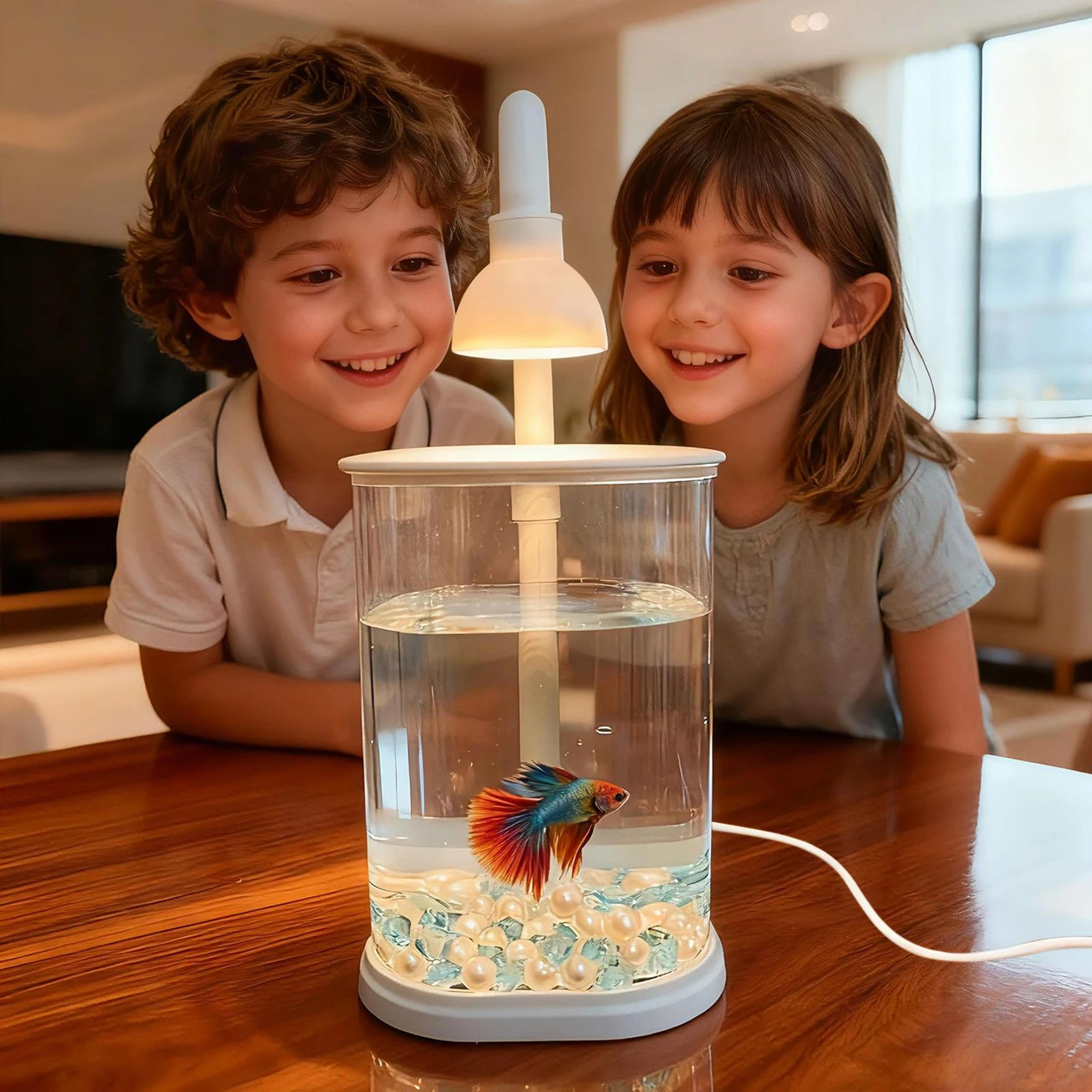 Mini Desktop Aquarium Starter Kit With LED Light  Compact Betta Fish Tank  Small Tabletop Aquarium  0