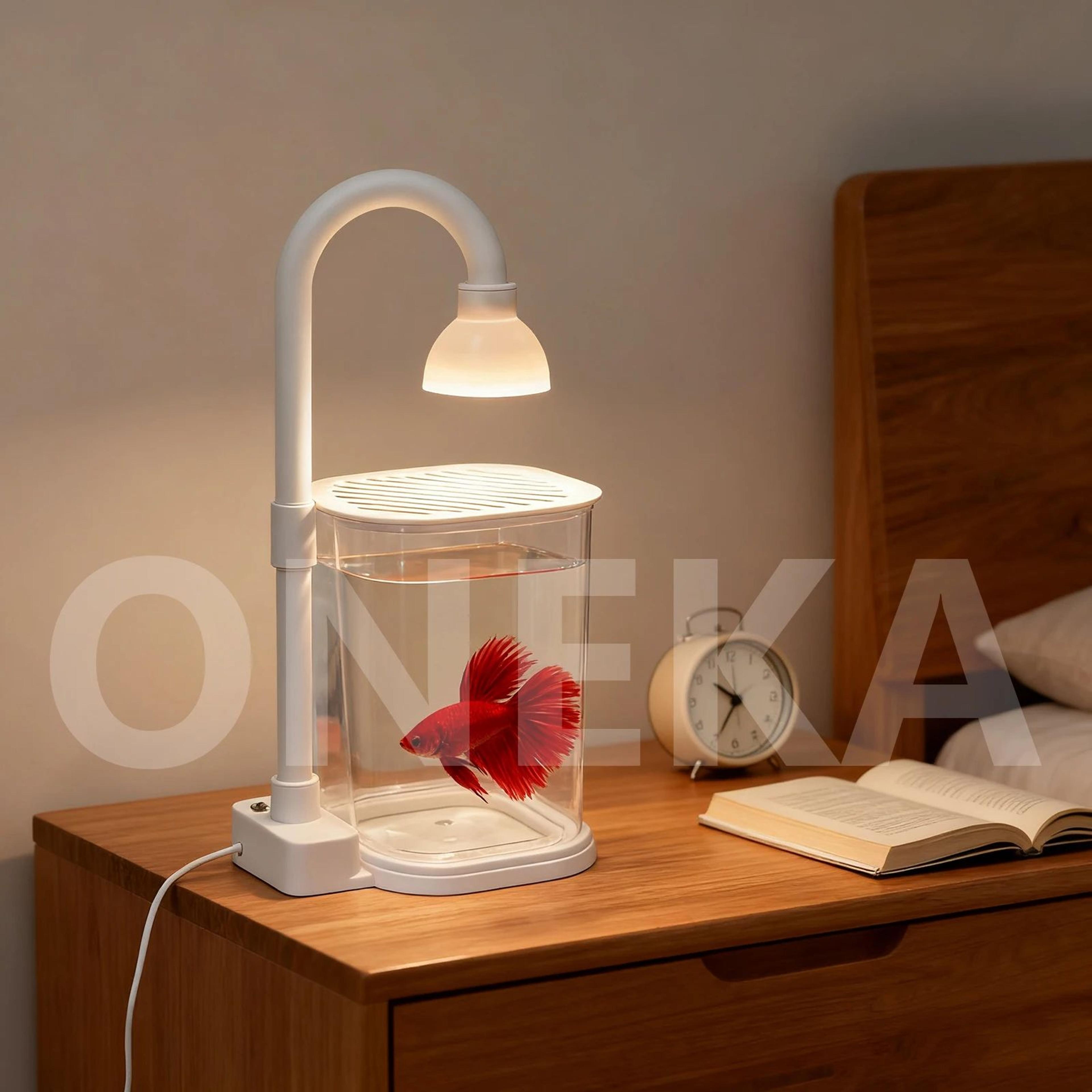 Mini Desktop Aquarium Starter Kit With LED Light  Compact Betta Fish Tank  Small Tabletop Aquarium  4