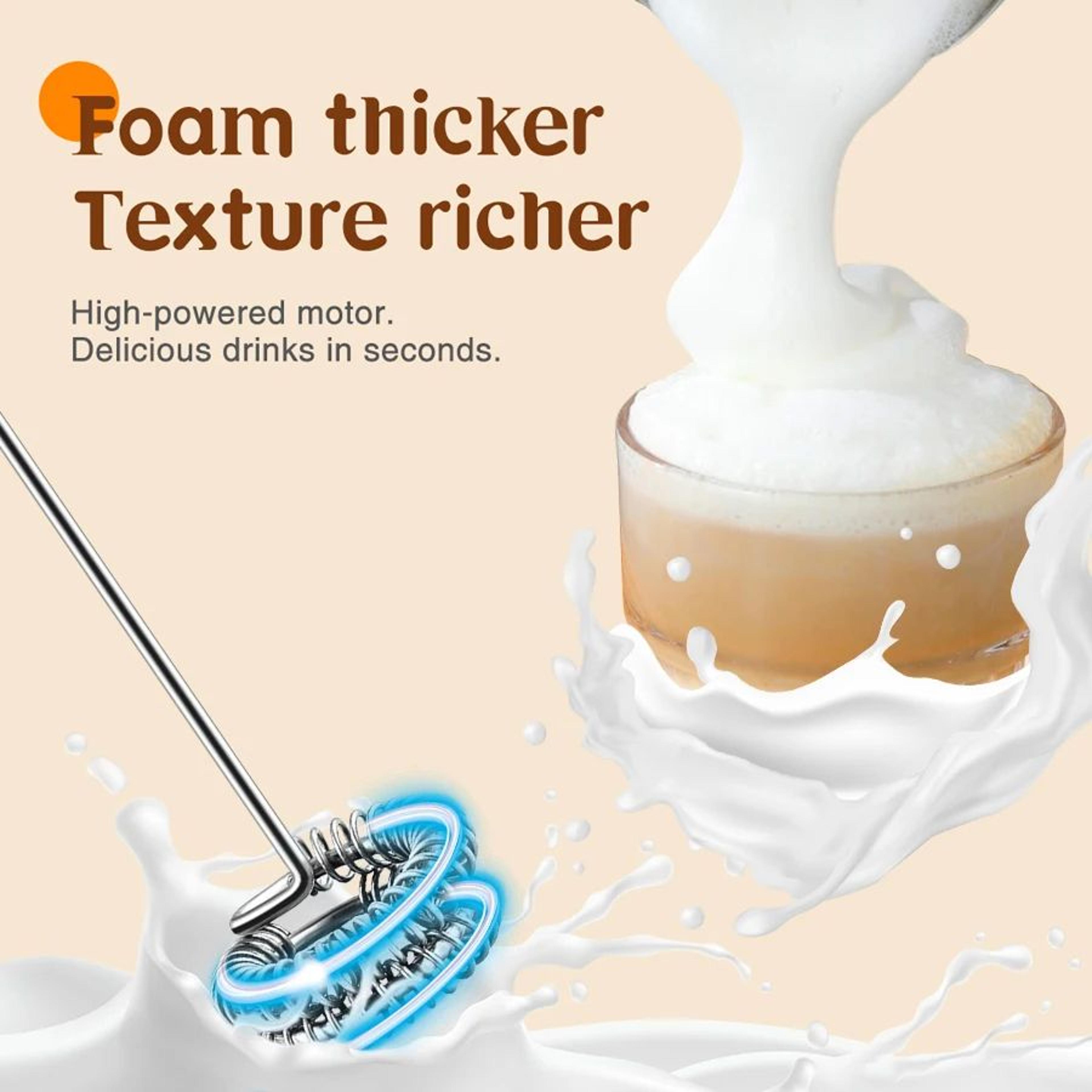 USBC Rechargeable Handheld Milk Frother Wand  3Speed Portable Coffee Foam Whisk With Dual Heads 1