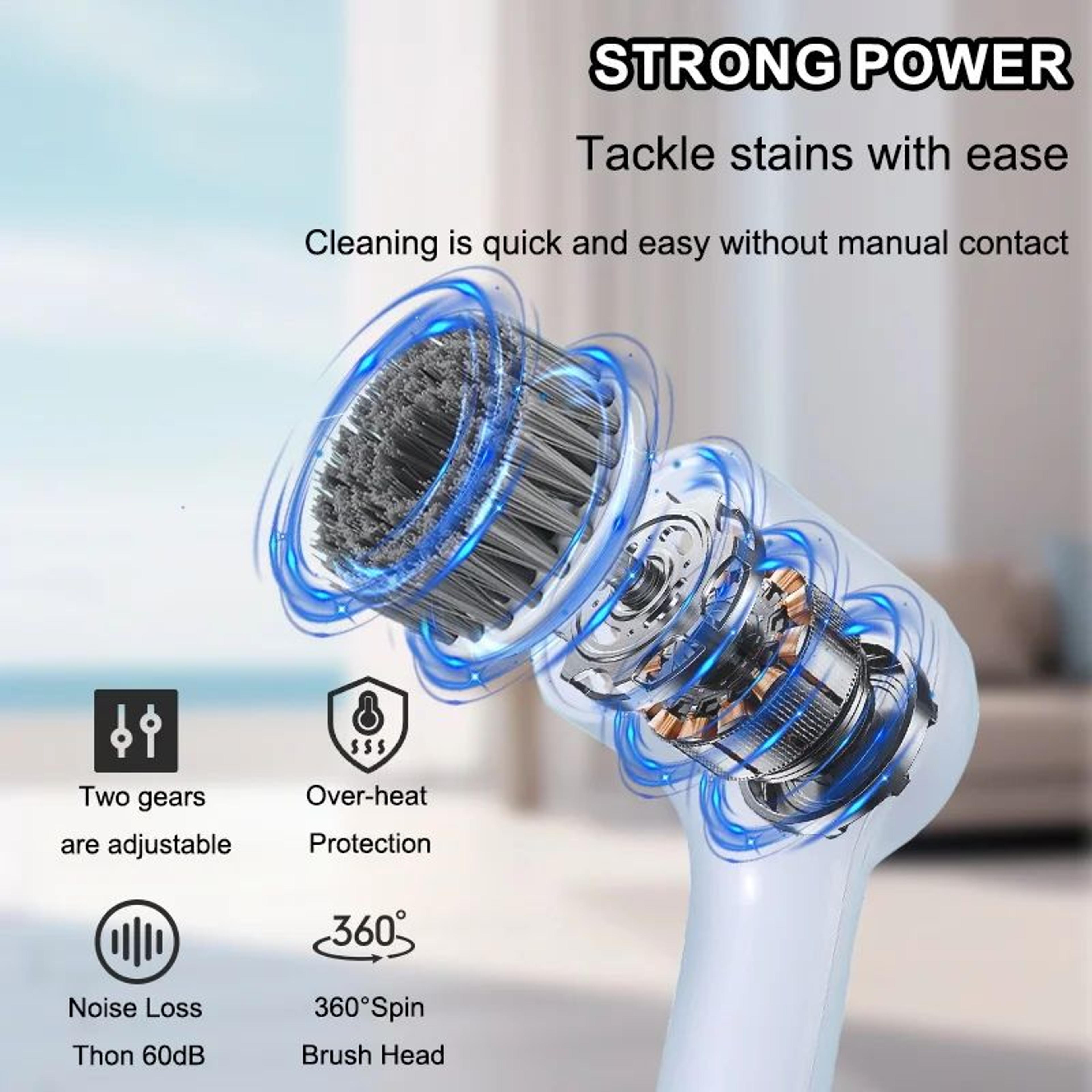 Cordless Electric Spin Scrubber With 5 Brush Heads  USB Rechargeable Rotary Cleaning Brush For Bath 1