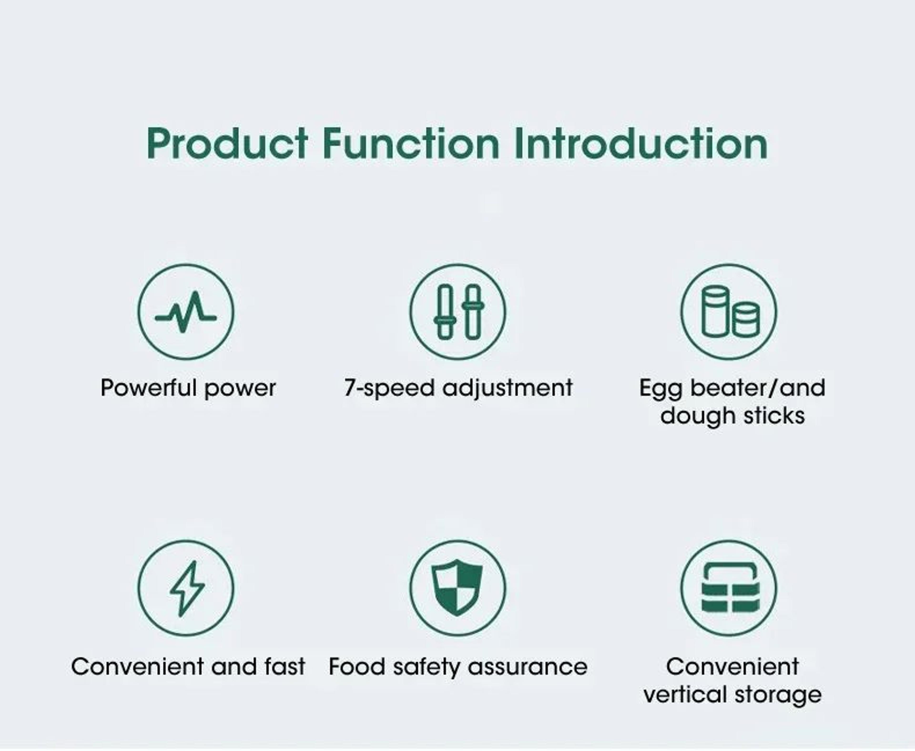 7Speed Handheld Electric Mixer For Baking  Whipping  Lightweight Electric Egg Beater With Dough Hoo 6