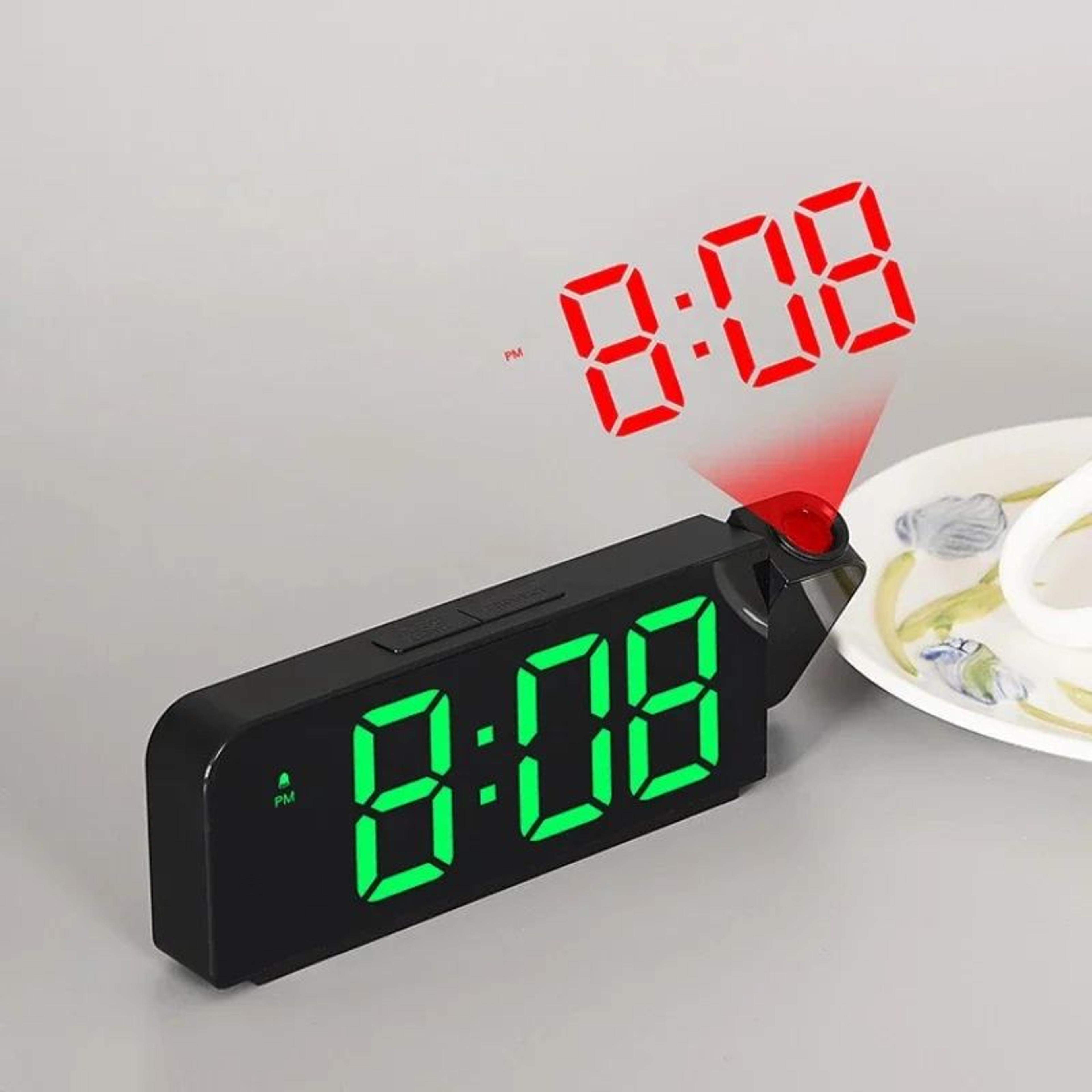 Projection Ceiling Alarm Clock With Temperature  Date  LED Digital Display Night Mode 1224H PowerOf 0