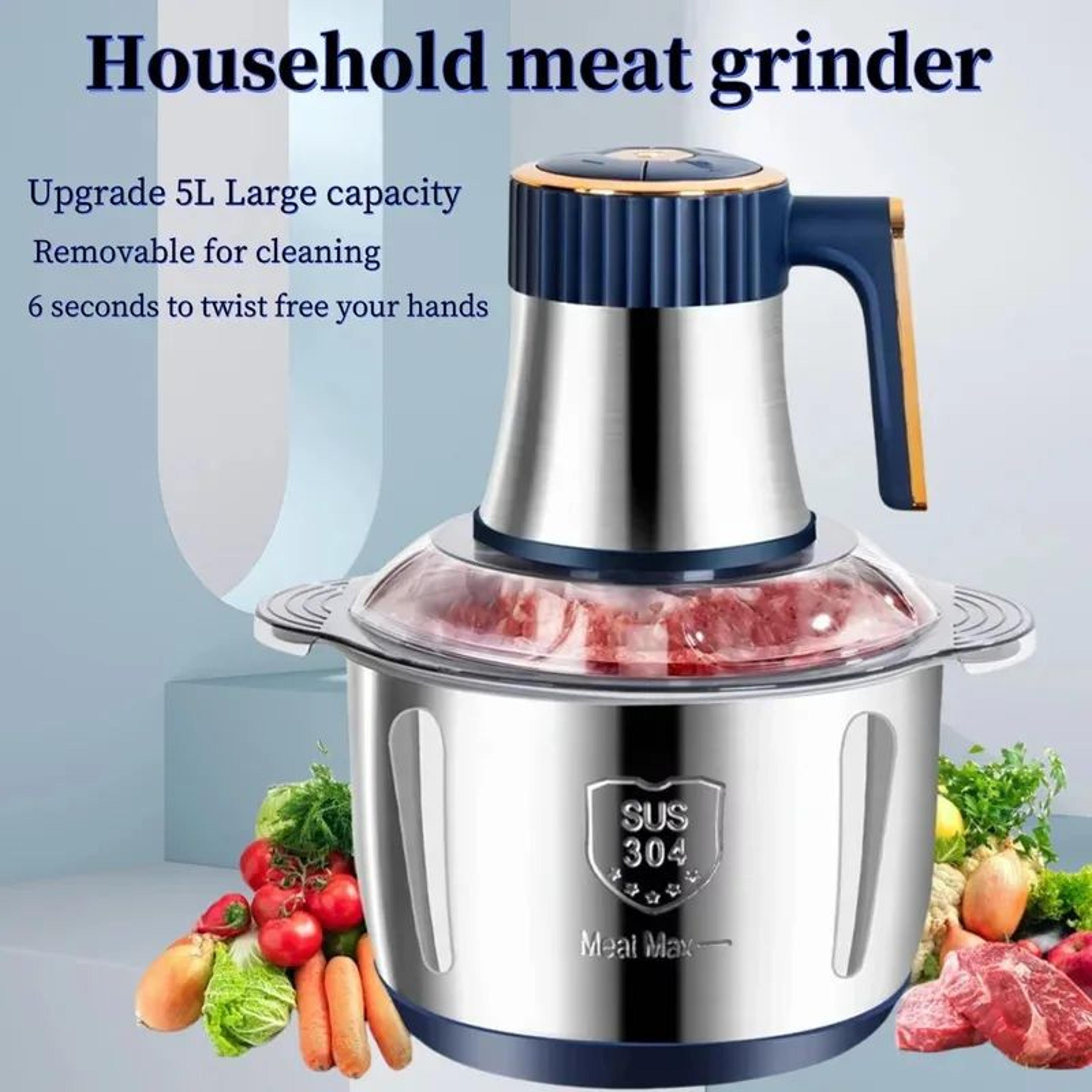 5L Stainless Steel Electric Meat Grinder  Food Chopper MultiSpeed Vegetable Processor 0