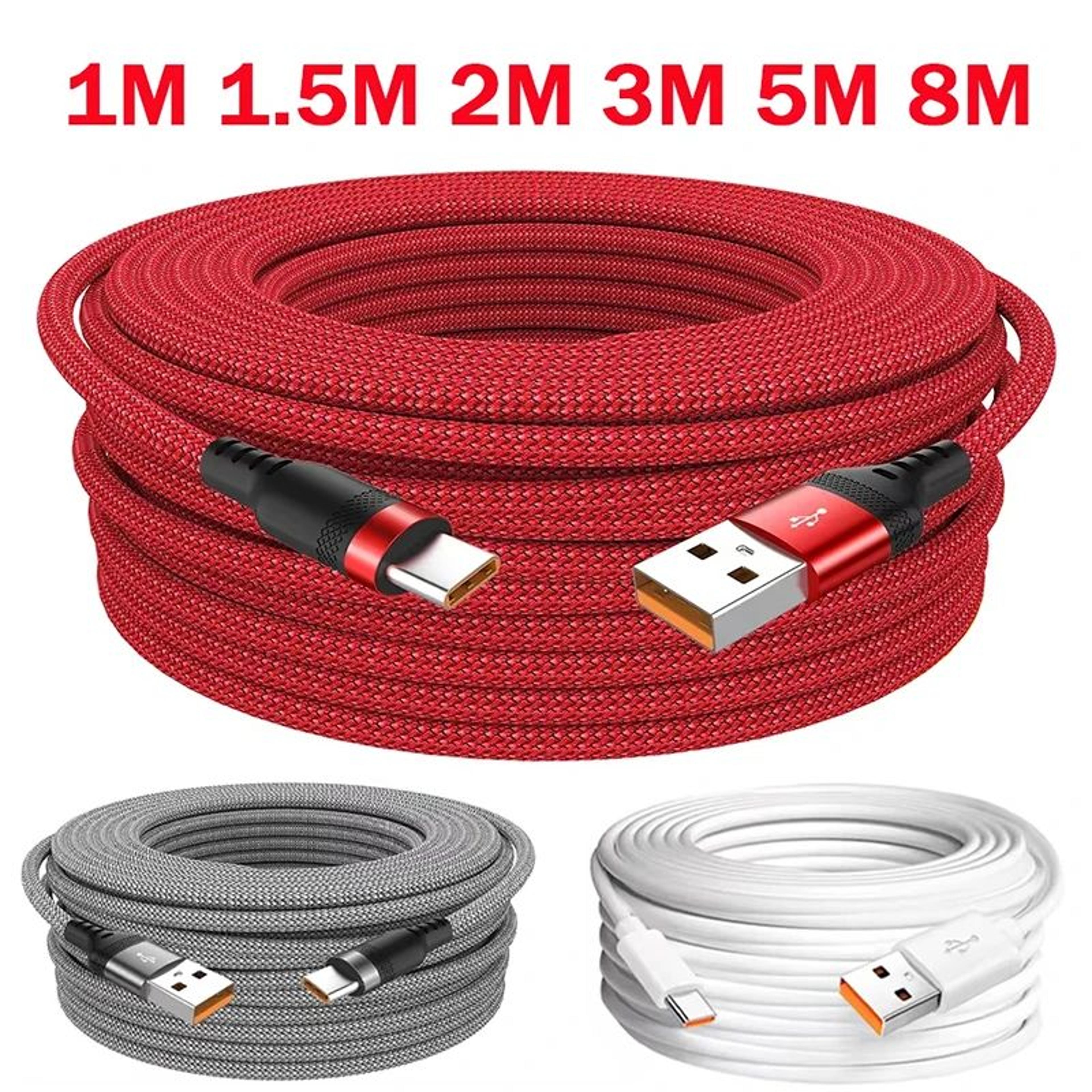 ExtraLong USBC Fast Charging Cable 1M8M  Durable Type C Charging Cord For Android Data  Power 0