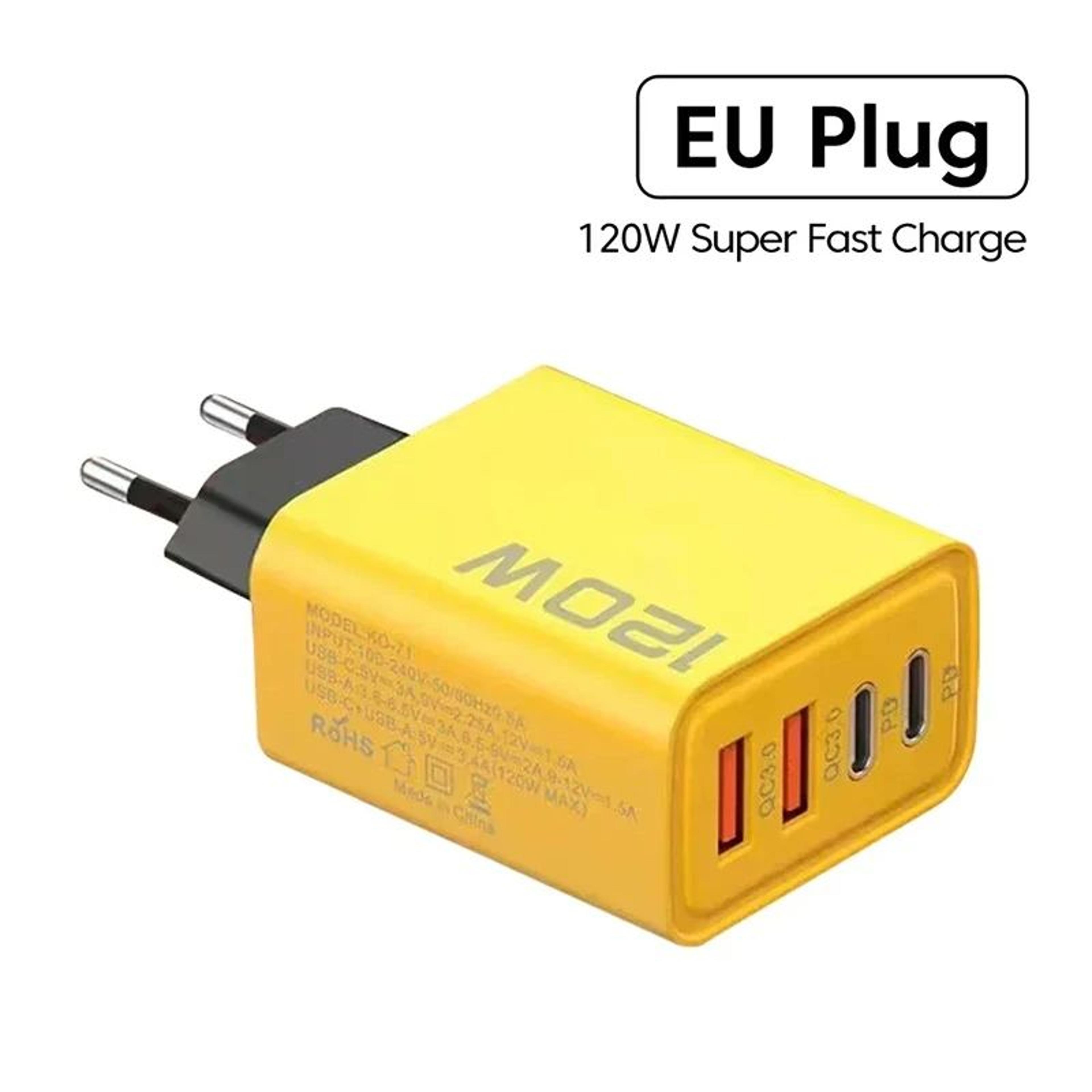 120W USB C PD 4Port Fast Charger  Quick Charge 30 Travel Wall Adapter EUUS Plug 7