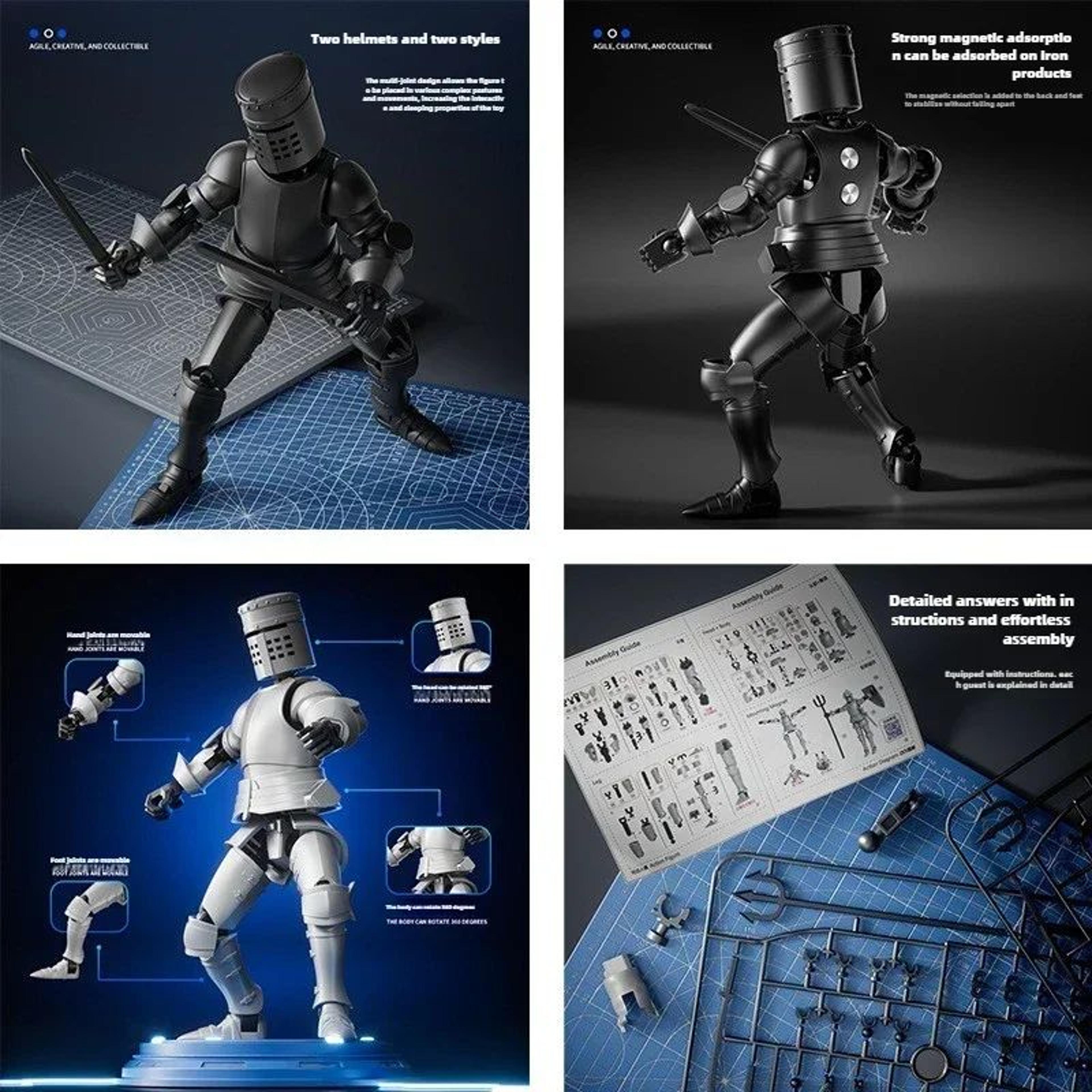 Paladin Knight 13Joint Poseable Figure  3D Printed Action Figure With Armor  Weapon Set 5