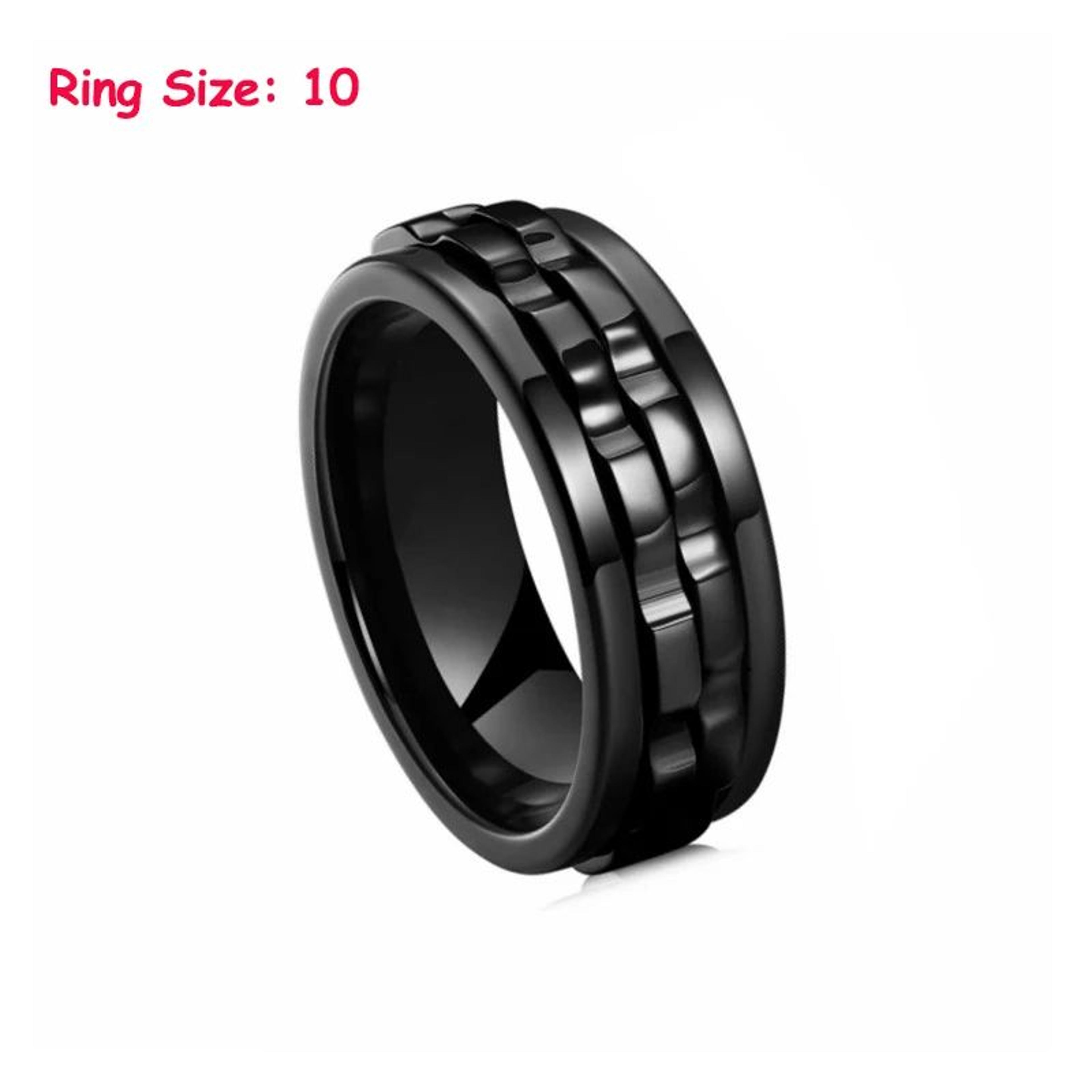 Stainless Steel Spinning Chain Ring For Men  Rotating Anxiety Relief Fidget Band 6