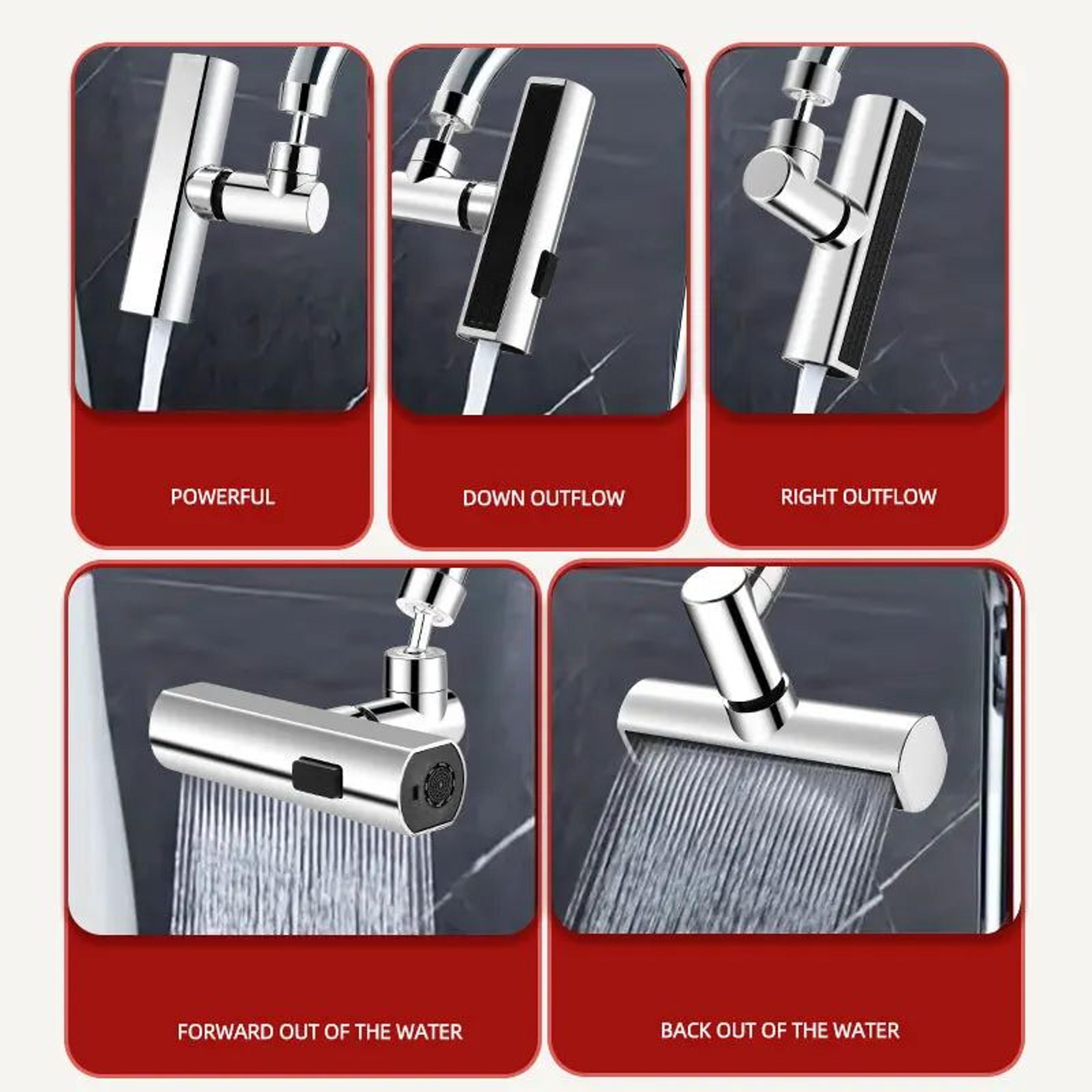 3Mode 360 Rotating Faucet Extender Waterfall Nozzle SplashProof Kitchen Attachment 1