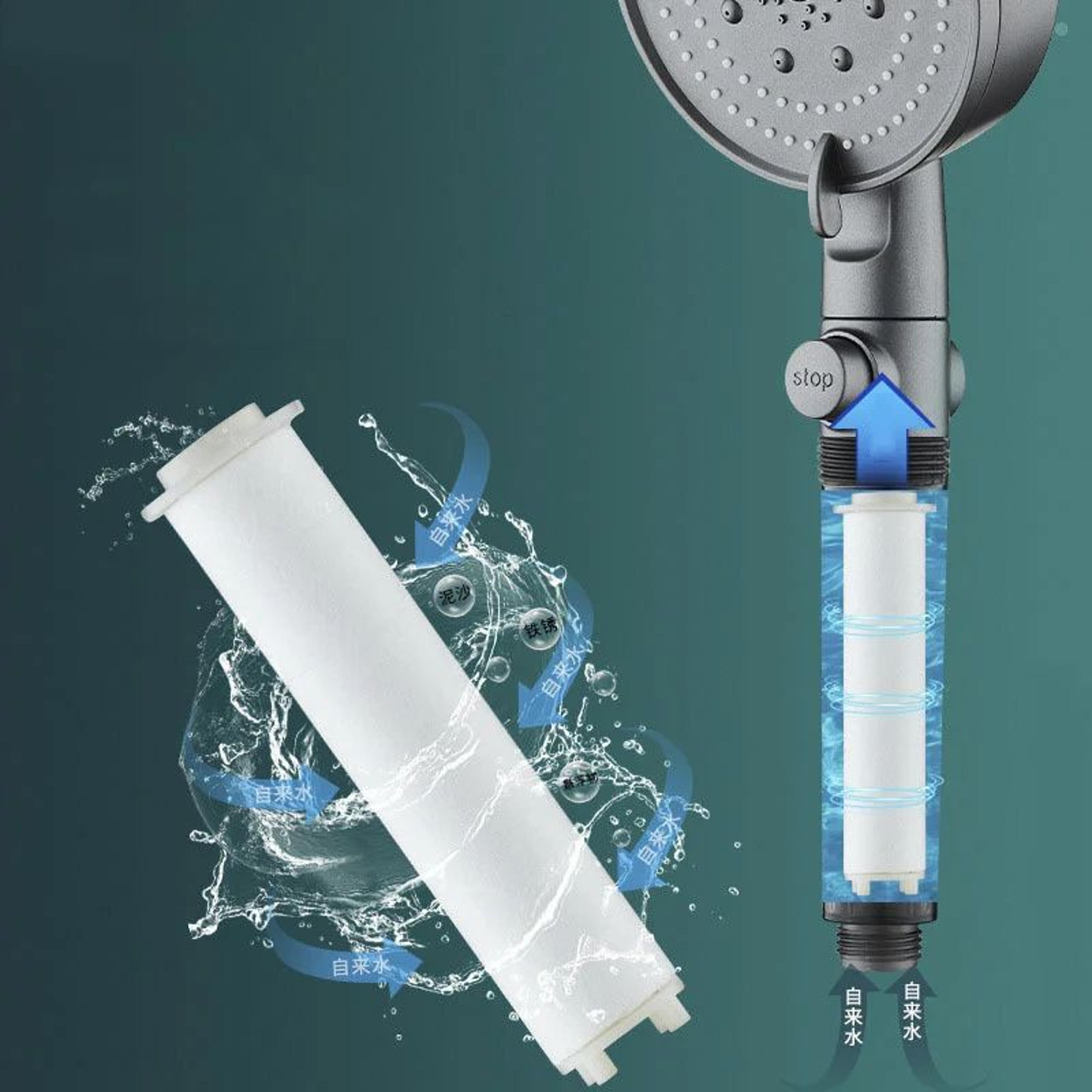 High Pressure Shower Head With Filter  5 Spray Modes Handheld Shower Head With PP Cotton Filter For 2