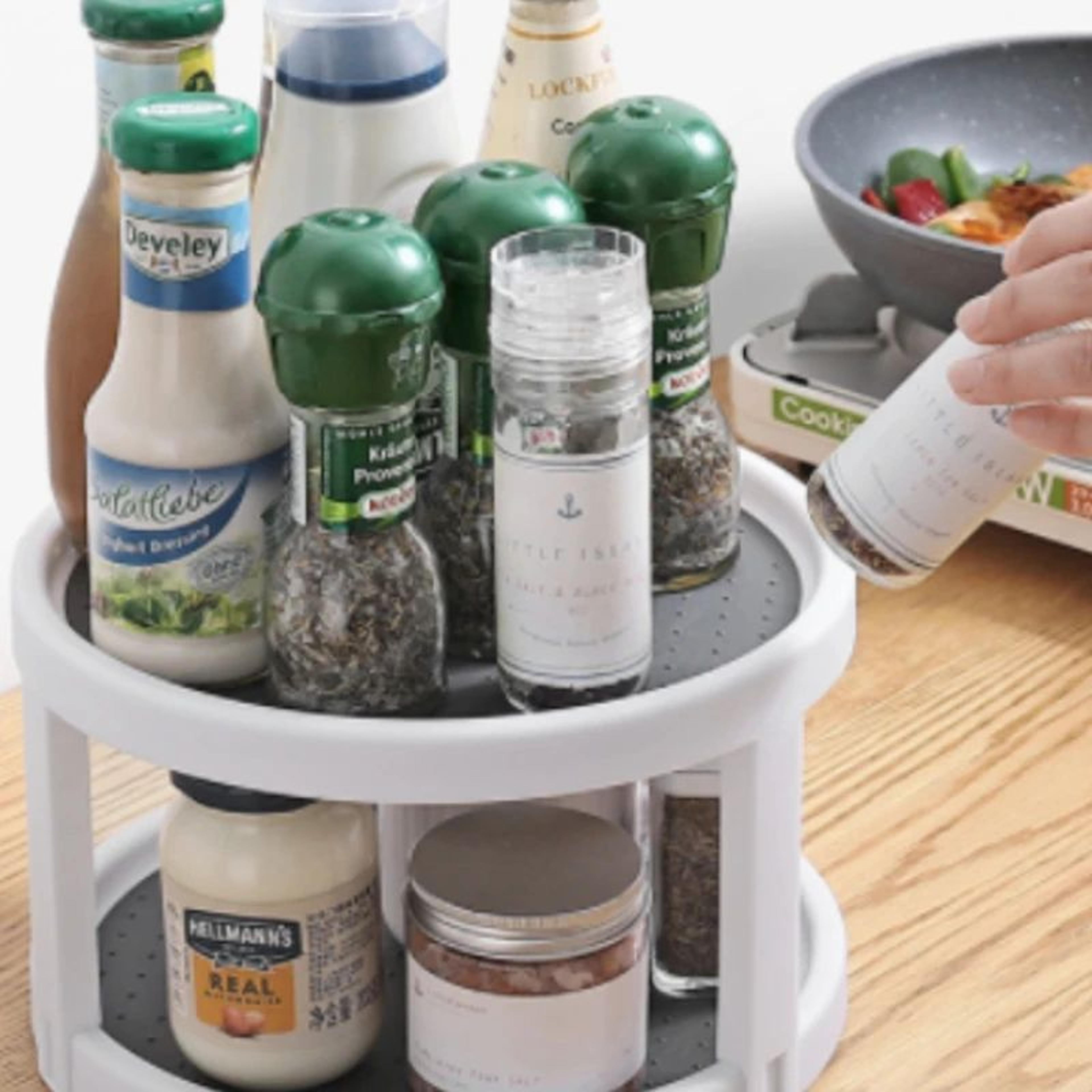 360 Rotating Spice Rack Organizer Lazy Susan Turntable For Cabinets  Countertops 1